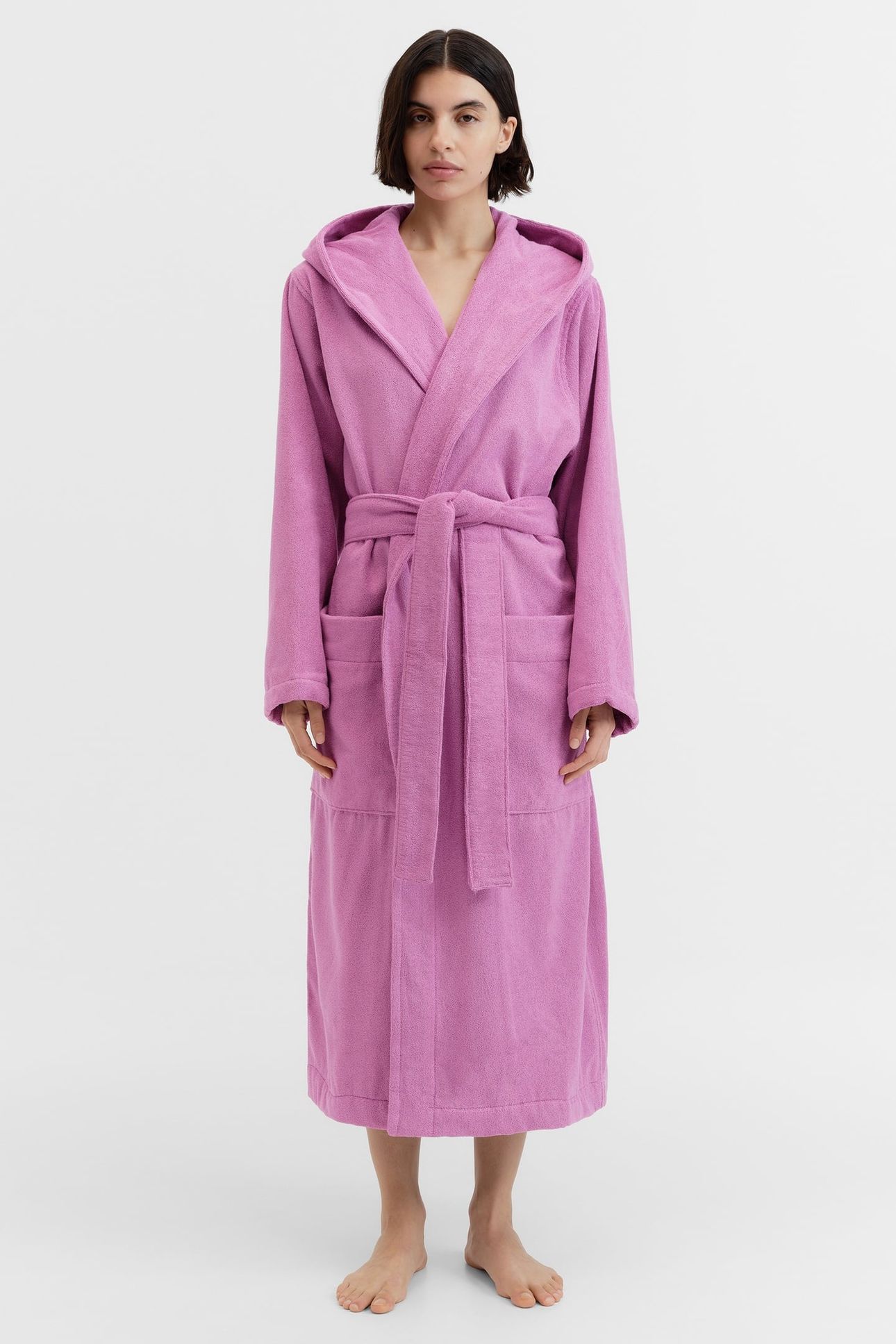 UNISEX HOODED BATHROBE MAGENTA 1