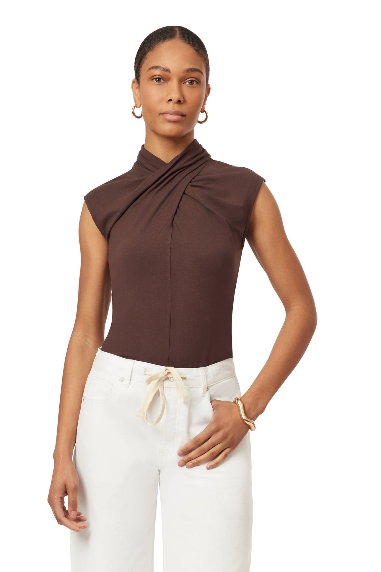 DRAPED NECK TOP HOT FUDGE 3