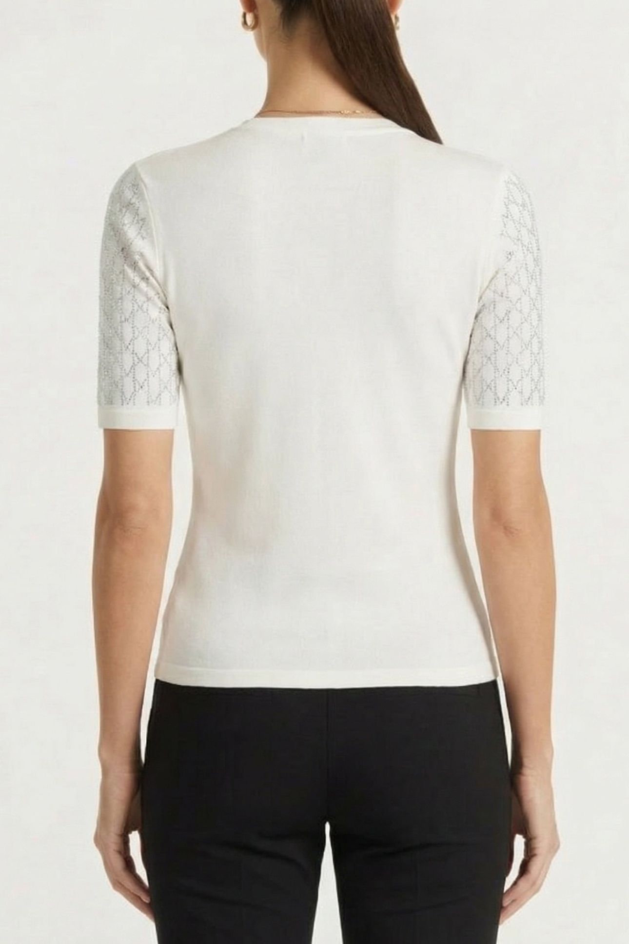 MARCIANO BY GUESS ARIA 3/4 SLEEVE V NECK TOP MACADAMIA 2