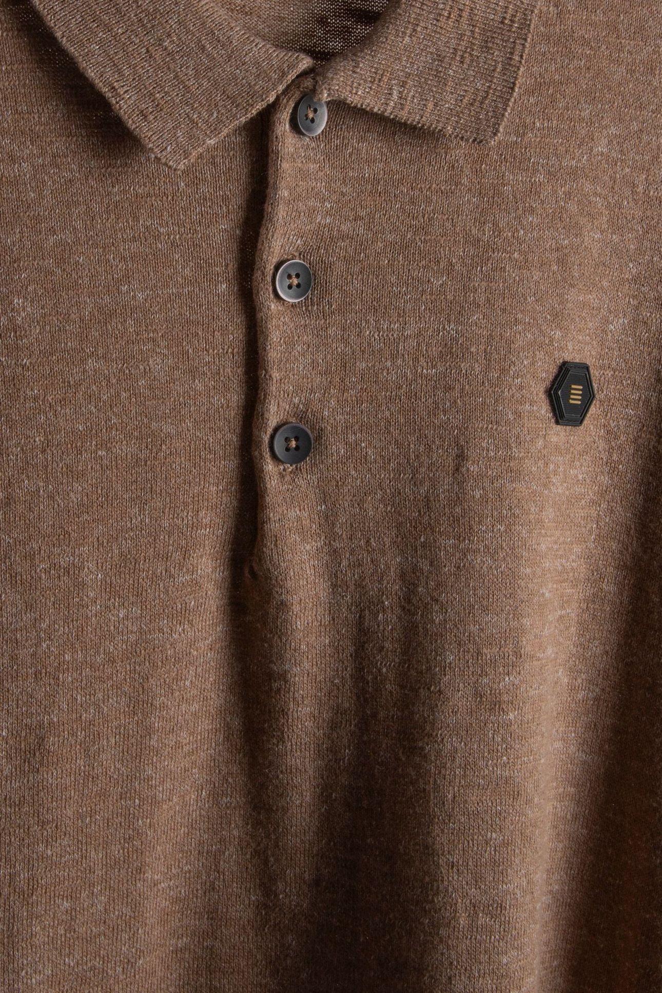 PULLOVER SHORT SLEEVE POLO MELANGE WITH LINEN KHAKI 6