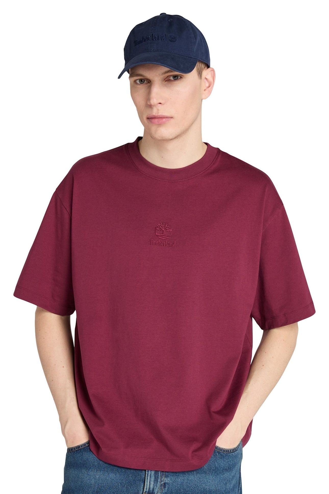 HAMPTHON TONAL STACK LOGO TEE BURGUNDY 1