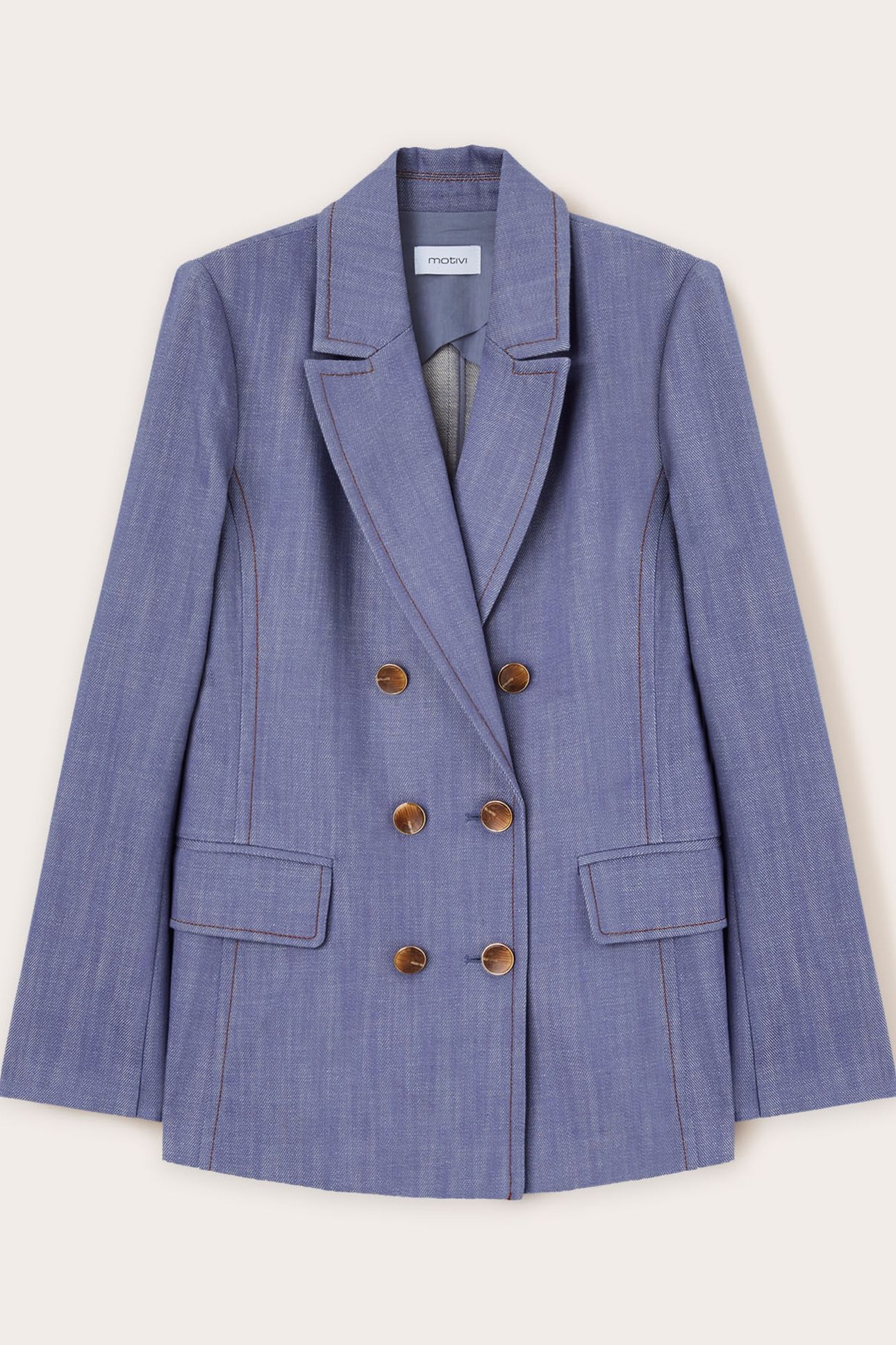 DOUBLE-BREASTED COTTON CANVAS BLAZER LIGHT BLUE 4
