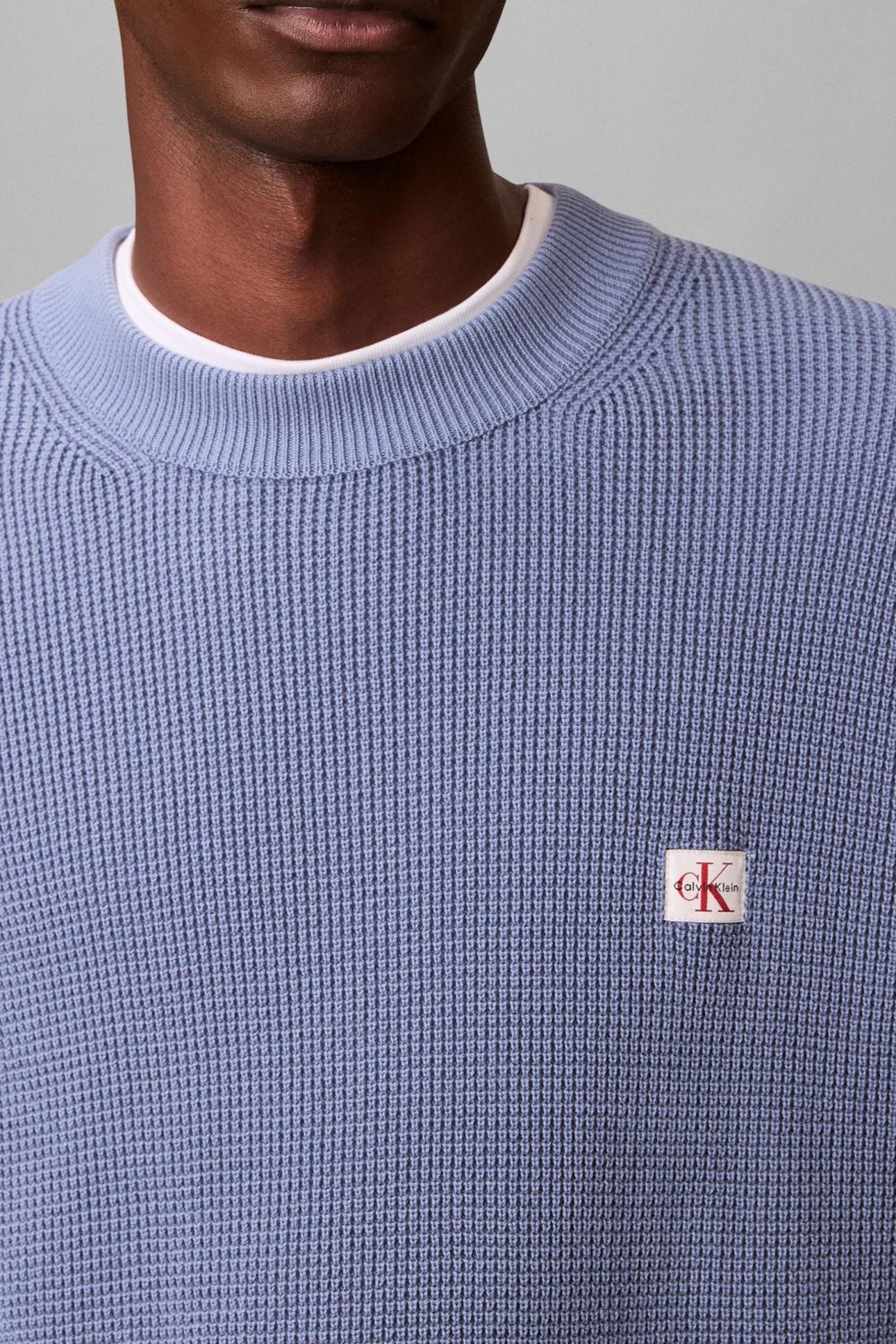 LS EZ COTTON WAFFLE SWEATER DUSTY SAILOR BLUE 5