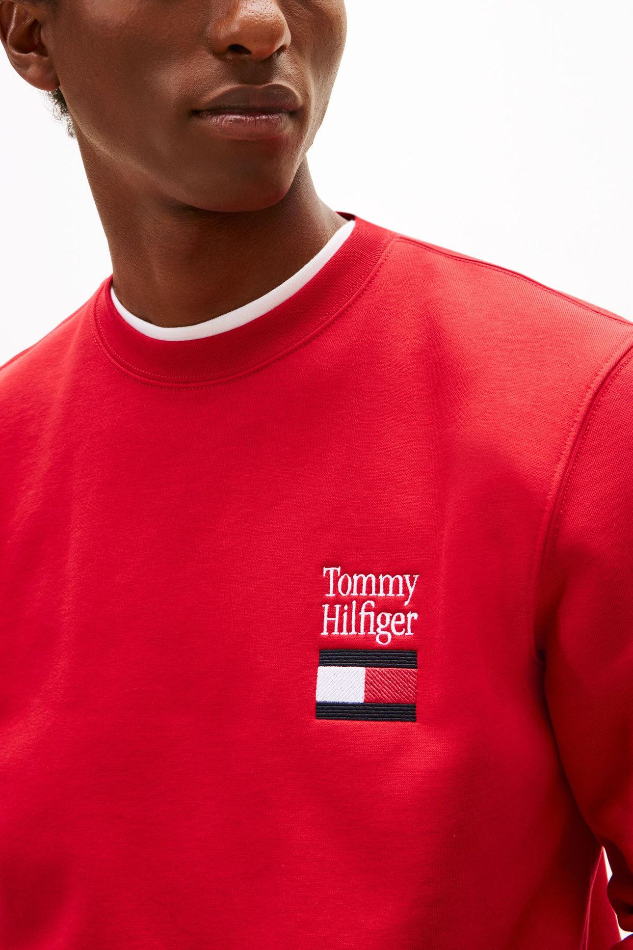 TOMMY EMBRO FLAG SWEATSHIRT MEDIUM RED 5
