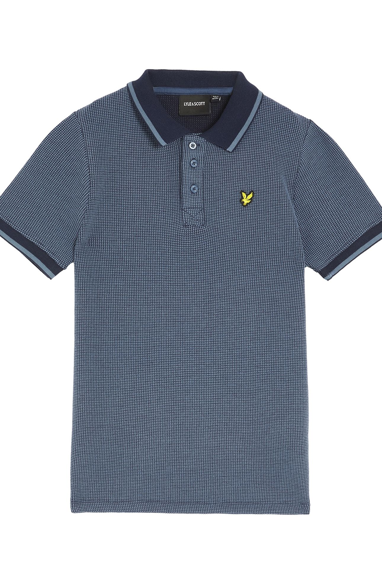 TWO TONE WAFFLE POLO SHIRT DARK NAVY 1