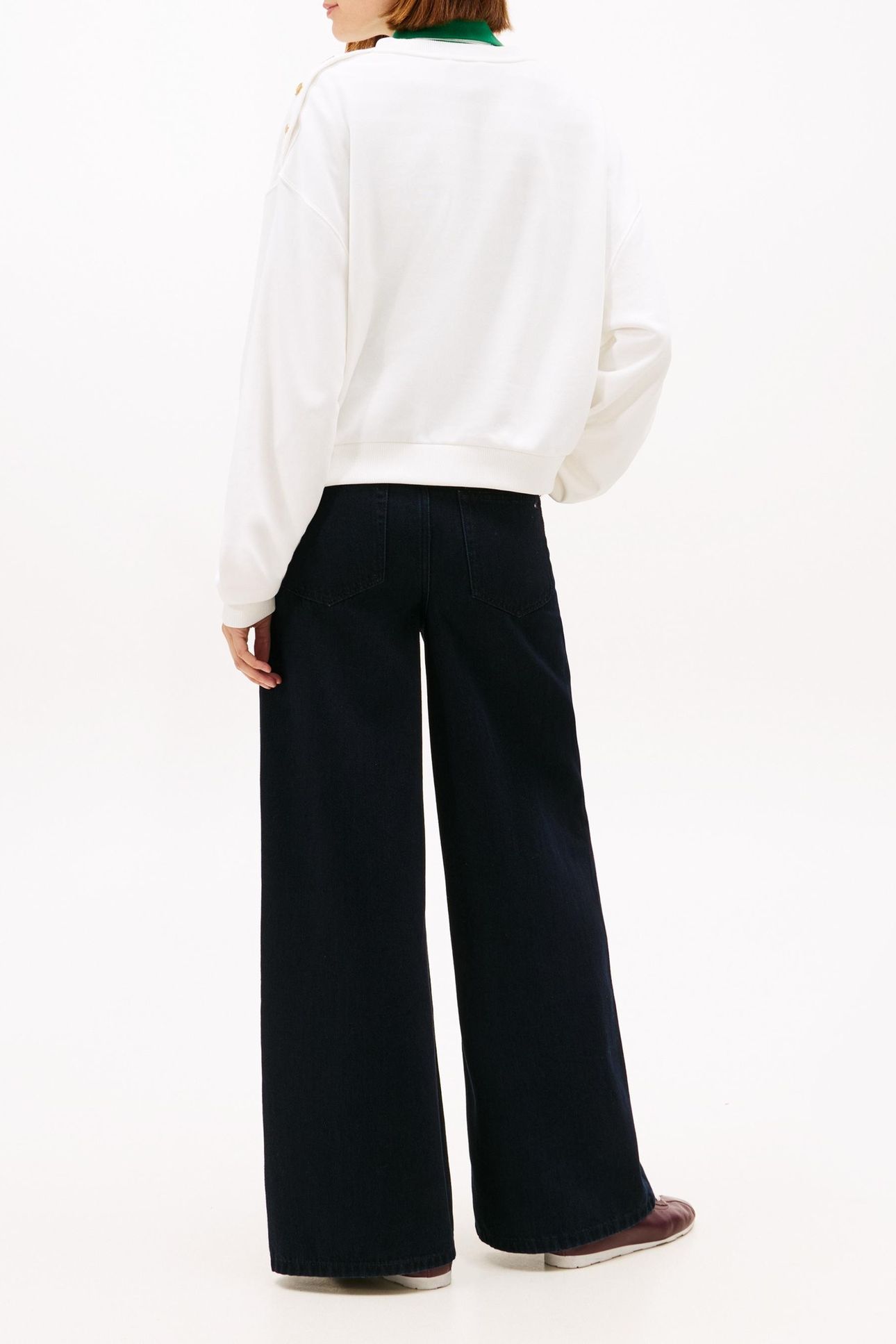 GOLD BUTTON SCRIPT TERRY PULLOVER SWEATSHIRT ECRU 3