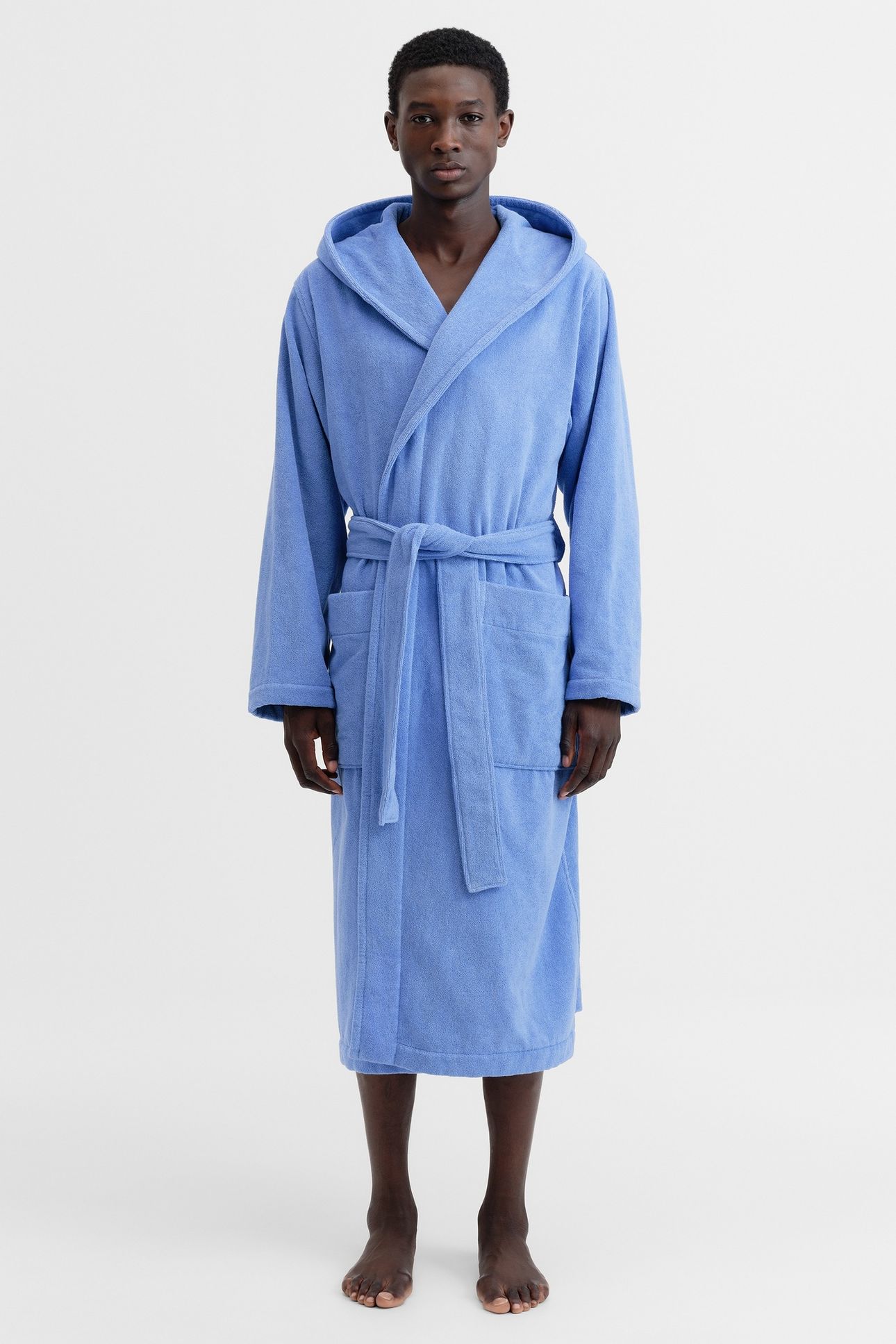 UNISEX HOODED BATHROBE CLEAR BLUE 2