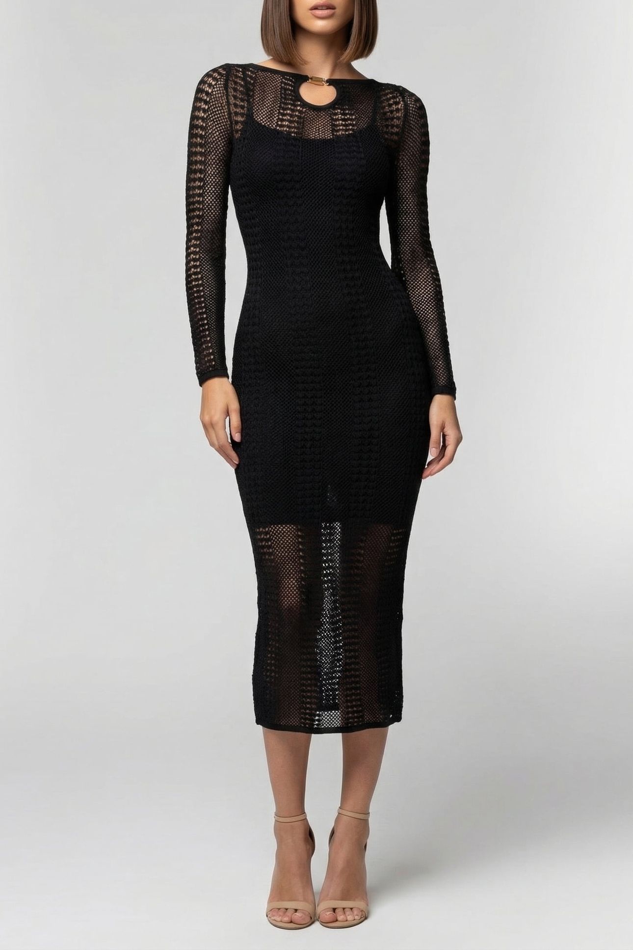 MARCIANO BY GUESS EMMA LS SWEATER DRESS JET BLACK 1