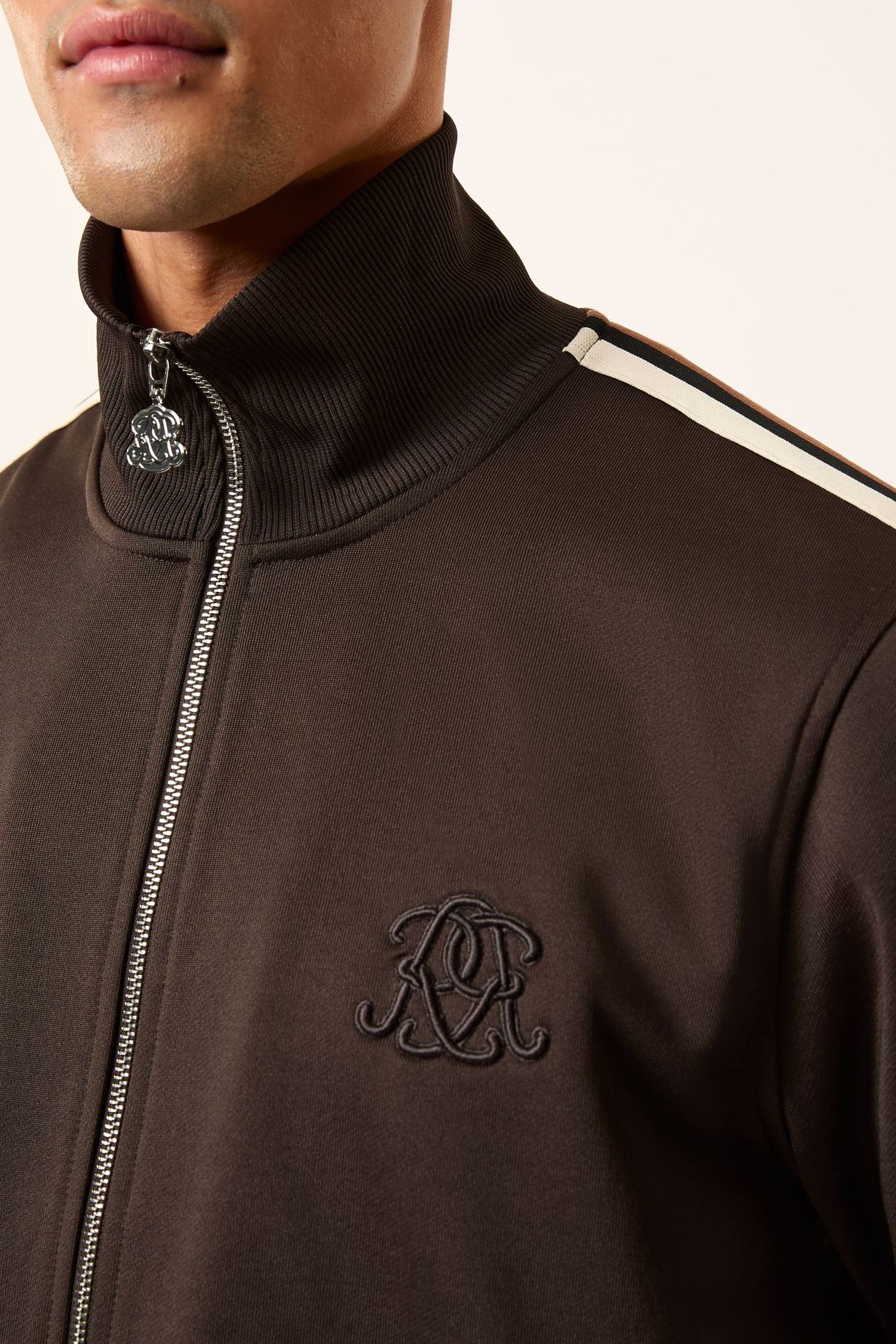 LS ZIP THROUGH MOTIF TRACK TOP BROWN 4
