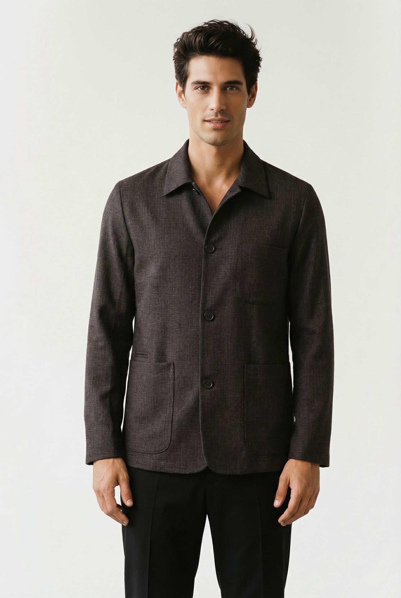 4BTN CASUAL JKT DARK BROWN 1