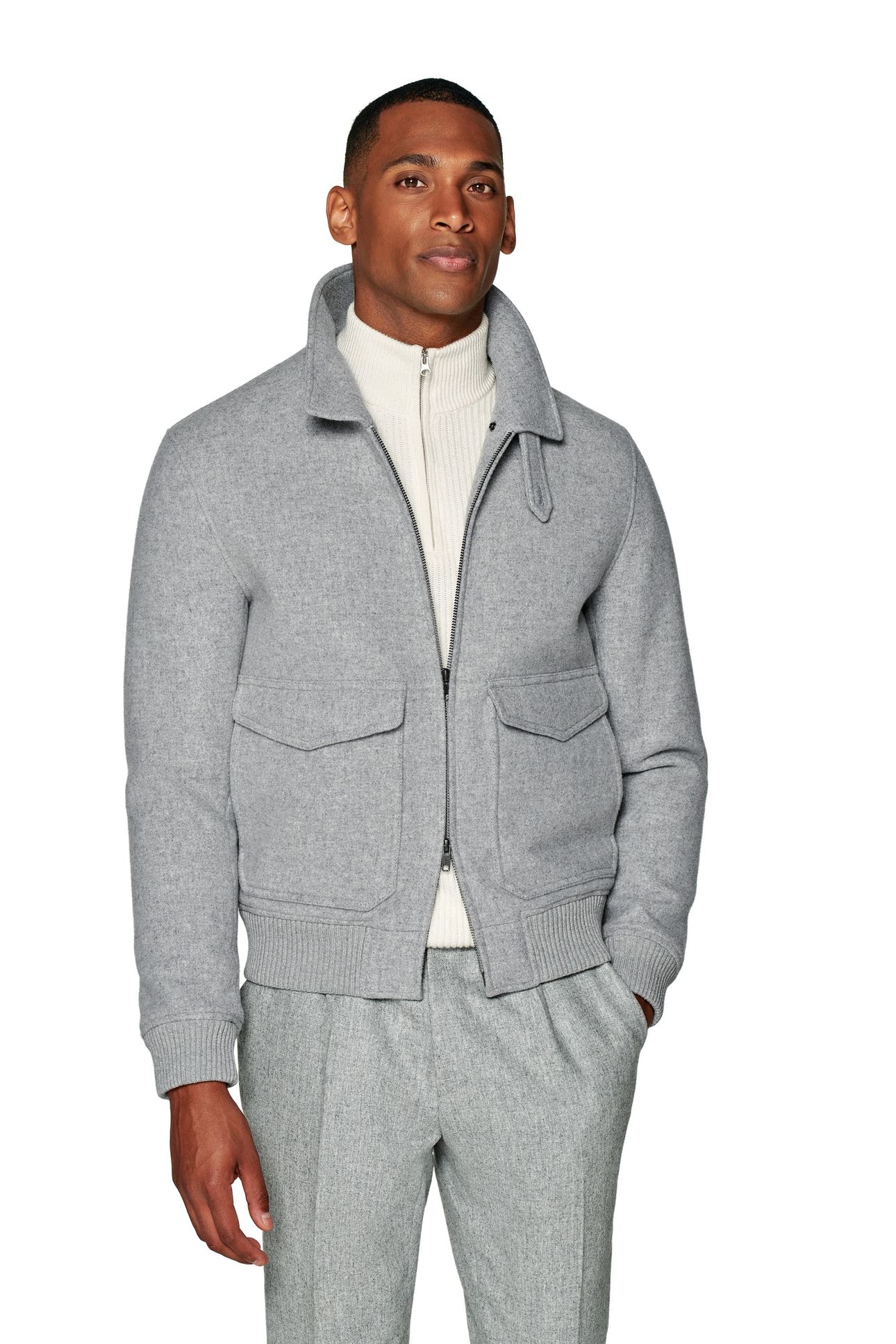 SHEARLING BOMBER-LT GREY 1