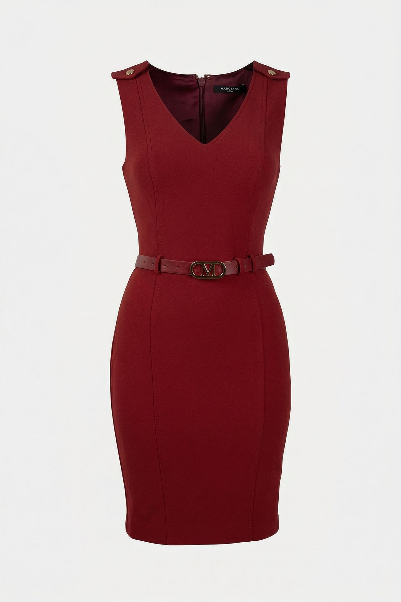 MARCIANO BY GUESS MASHA BELTED DRESS DARK JAM RED 3