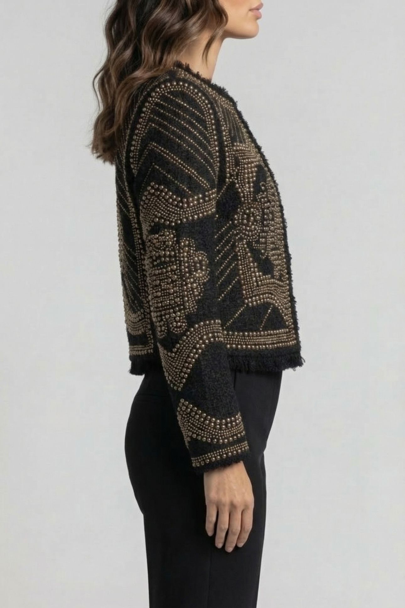 MARCIANO BY GUESS HELENE CROPPED STUDDED JACKET BLACK/GOLD 4