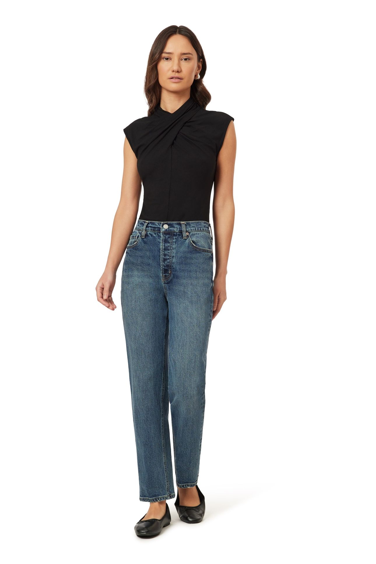 DRAPED NECK TOP BLACK NIGHT 2
