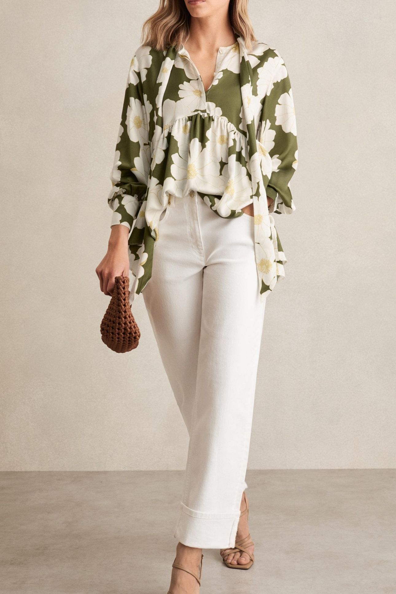 FLORAL SWING TOP IVORY/GREEN 1