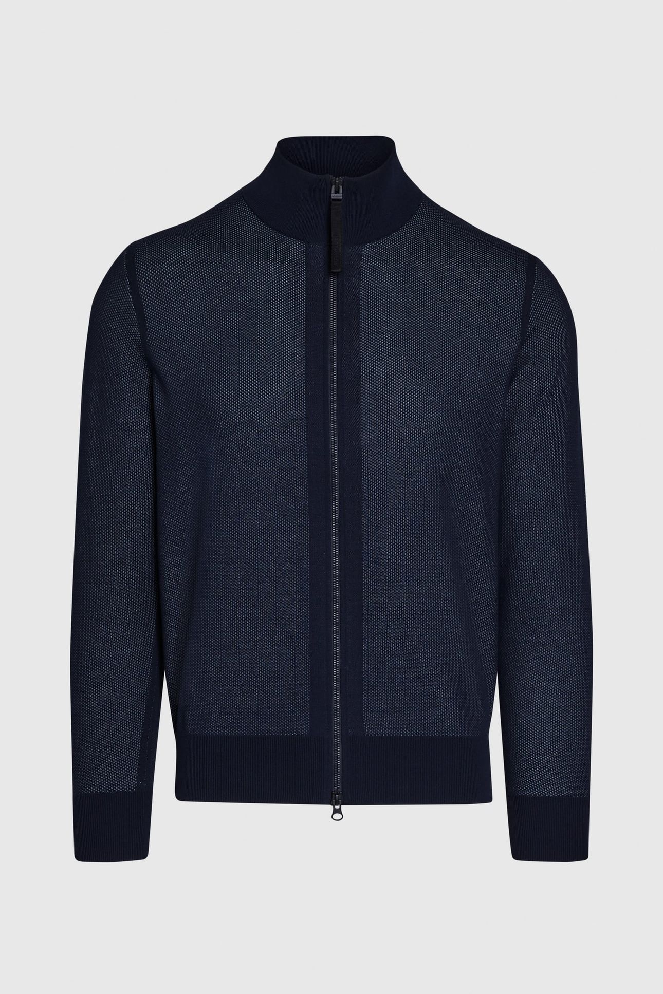 FAWAN V1.Y9.01 FLAT-KNIT-JACKET DARK NAVY/FOG BLUE 3