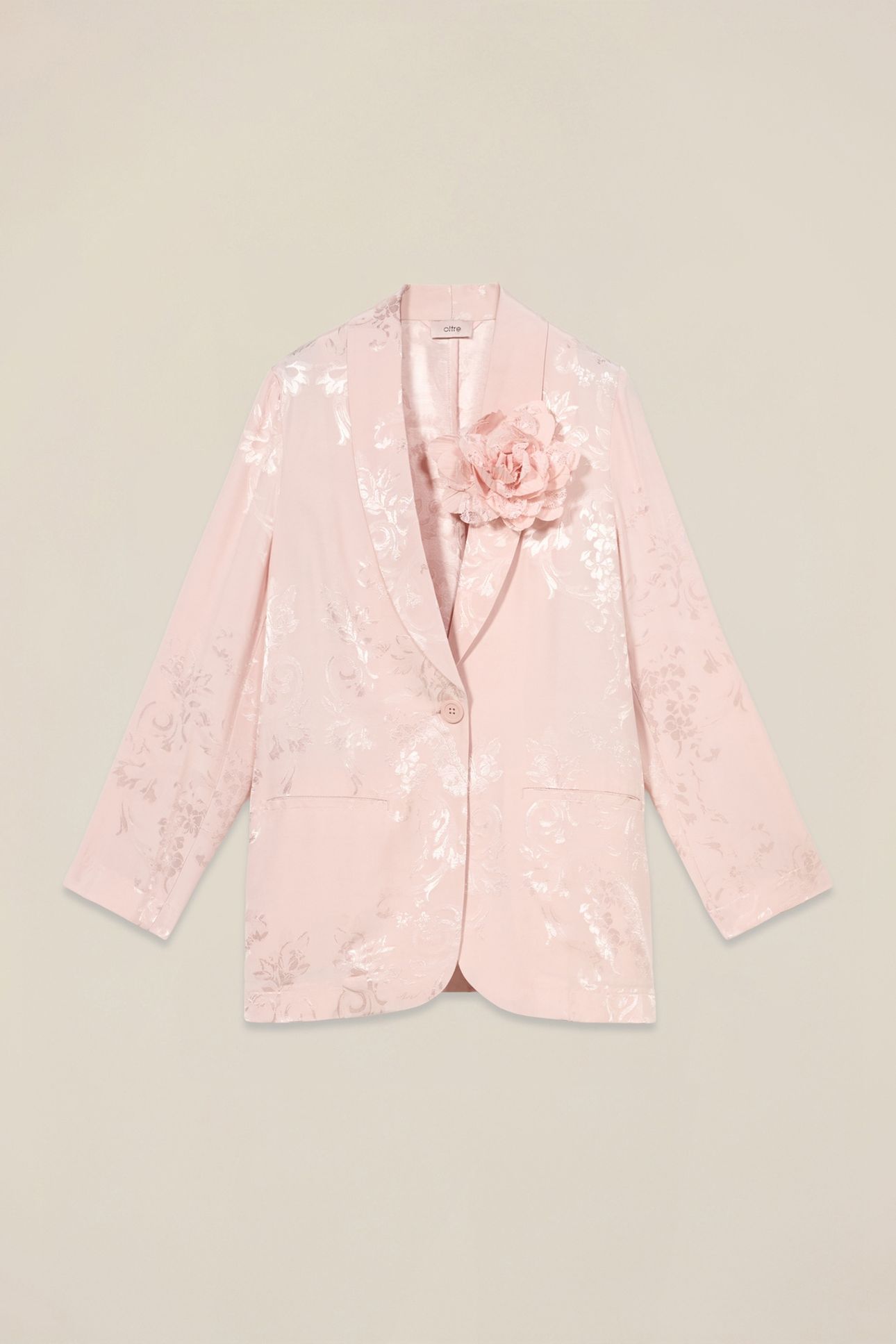 JACQUARD BLAZER WITH BROOCH PINK 3