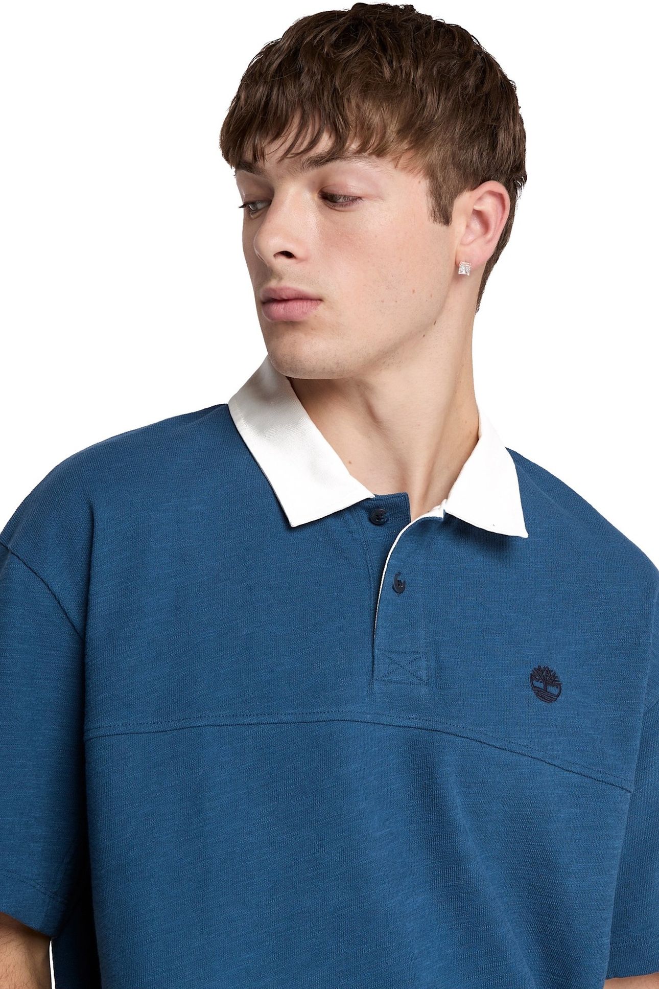 TEXTURED POLO DARK DENIM 5