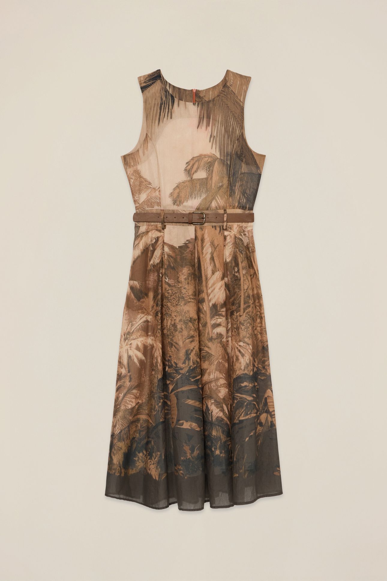 PATTERNED COTTON MUSLIN DRESS BROWN 4