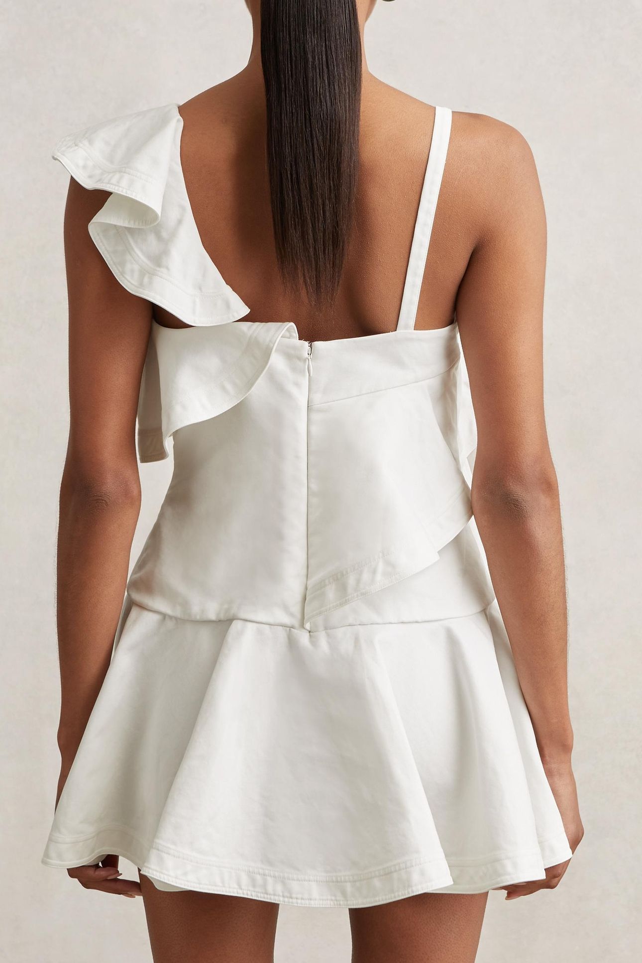 SHORT RUFFLE DRESS IVORY 2