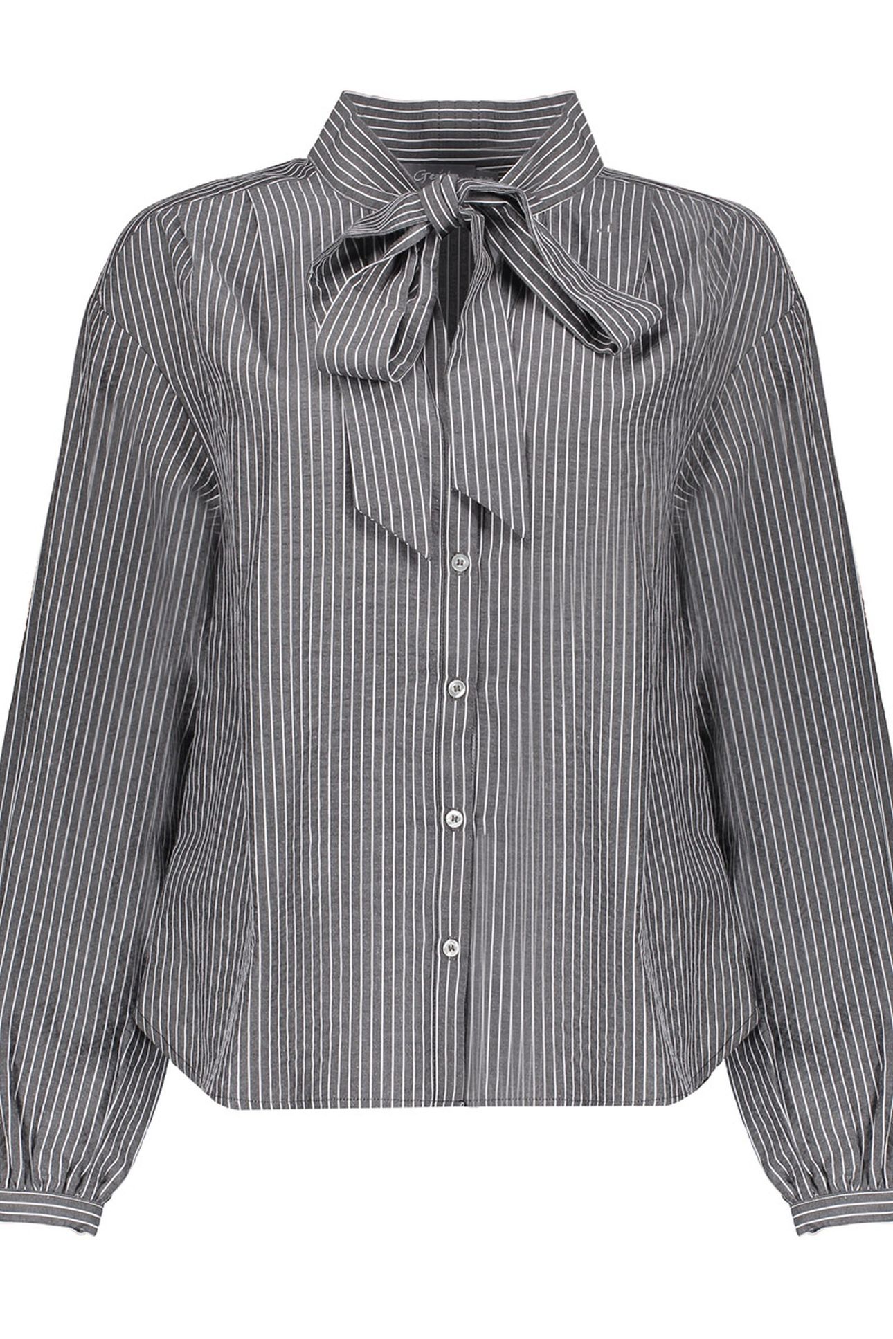 BLOUSE STRIPES WITH BOW GREY/WHITE 1
