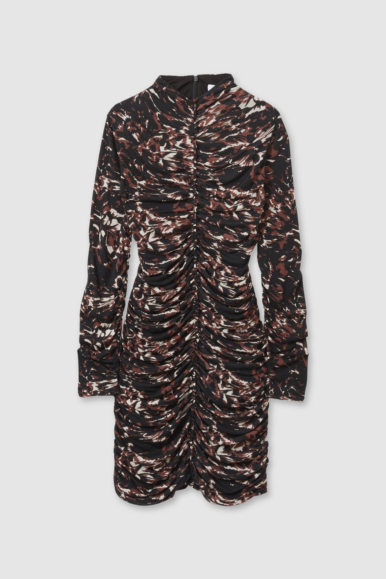 PRINT LONG SLEEVE JERSEY SHORT DRESS BLACK 3