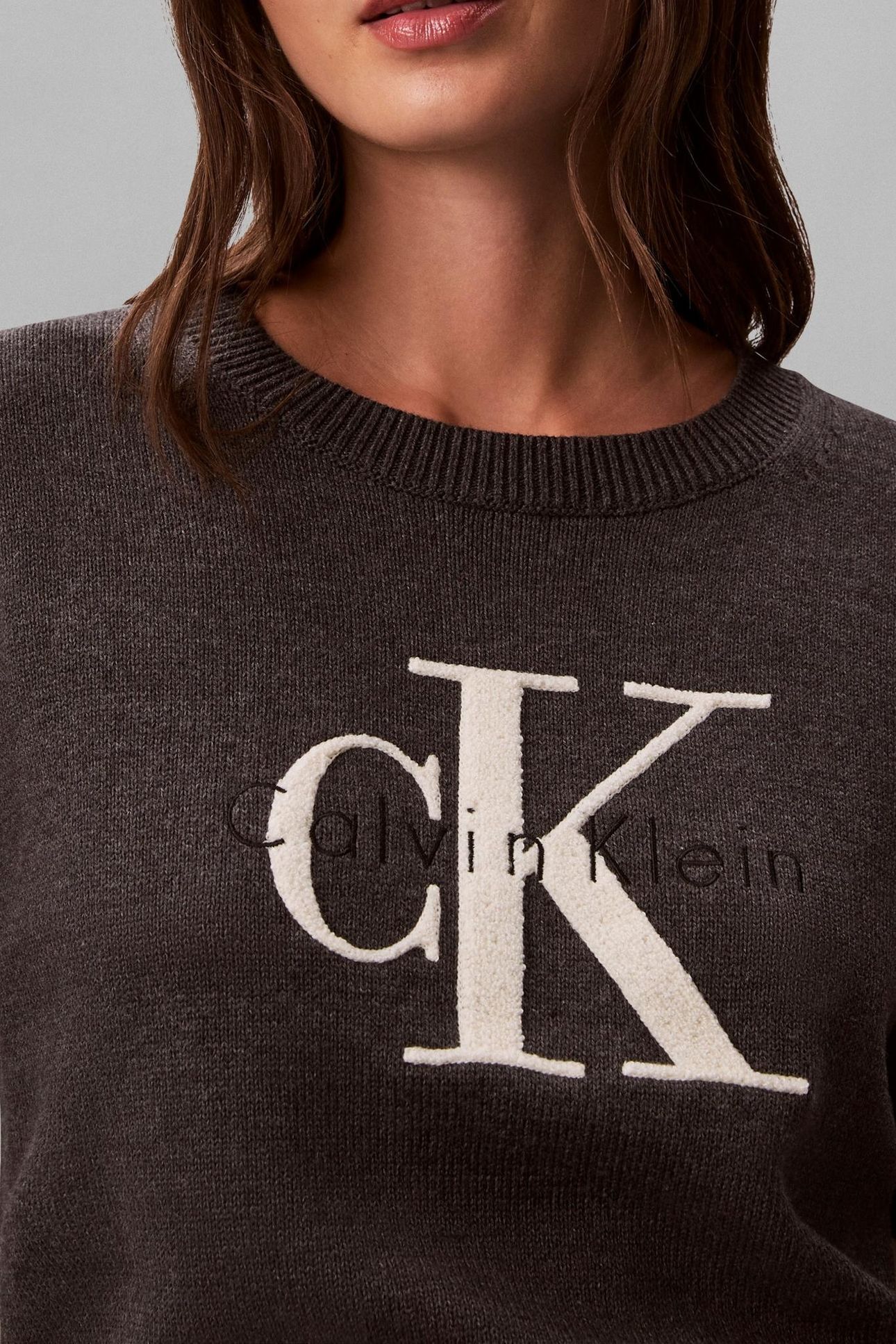 CHUNKY COTTON GRAPHIC SWEATER B85 CHARCOAL HEATHER 6