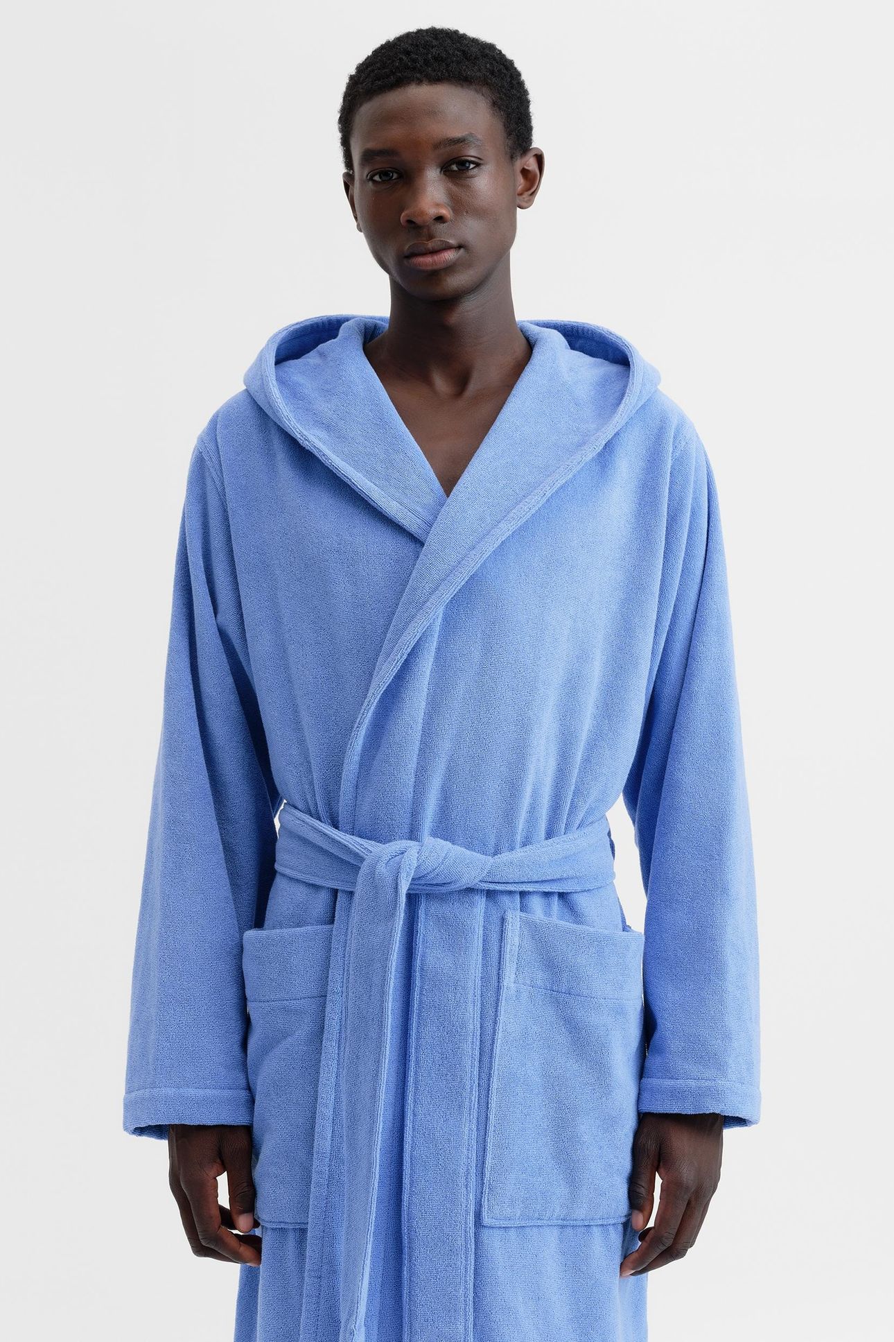 UNISEX HOODED BATHROBE CLEAR BLUE 6