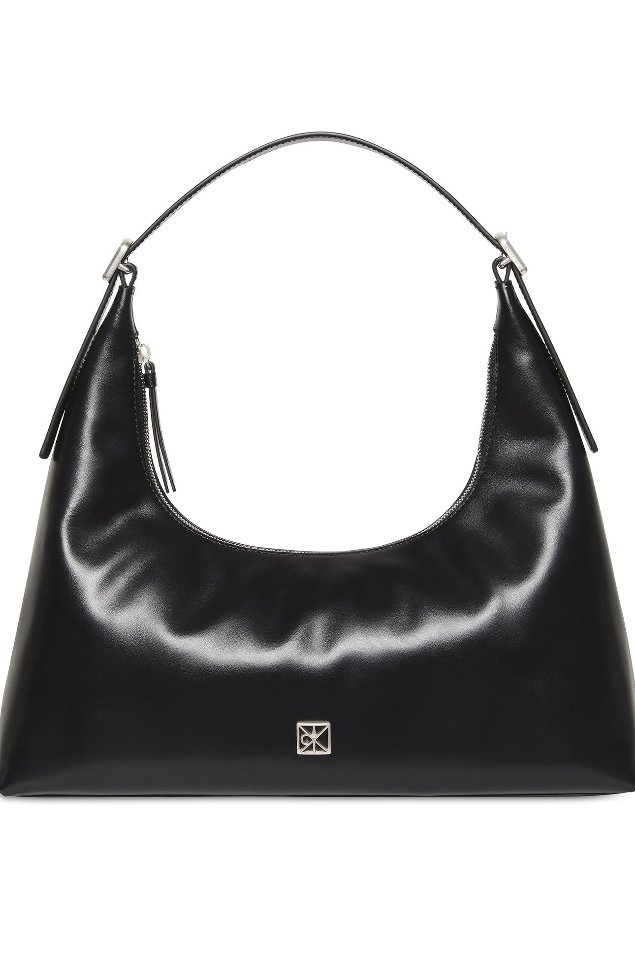 EMBLEM HARDWARE LEATHER SHOULDER BAG BLACK 5