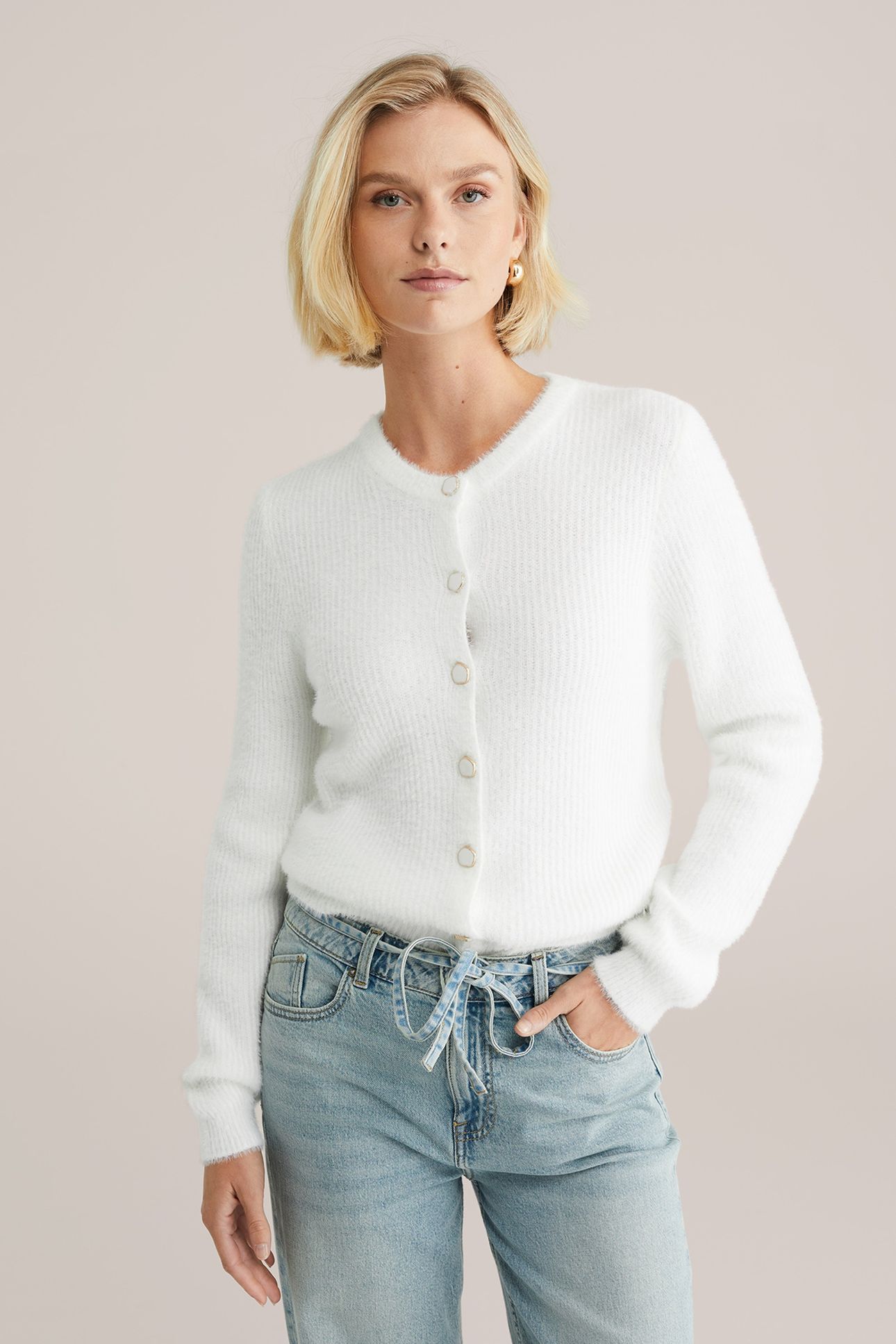 KNITTED CARDIGAN WHITE 1