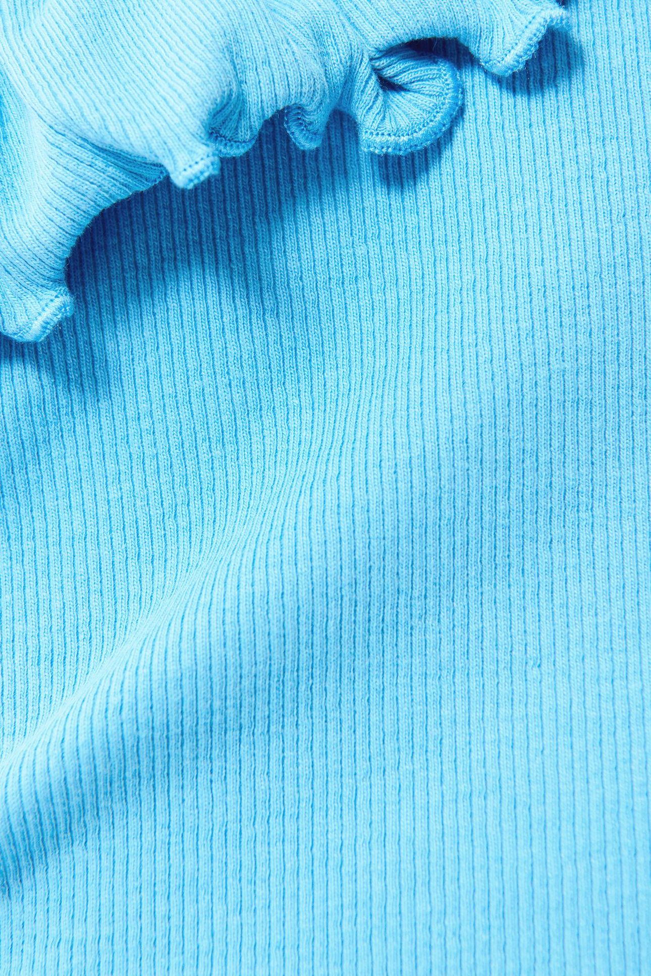 GIRLS ONE SHOULDER RIB TOP BLUE 6