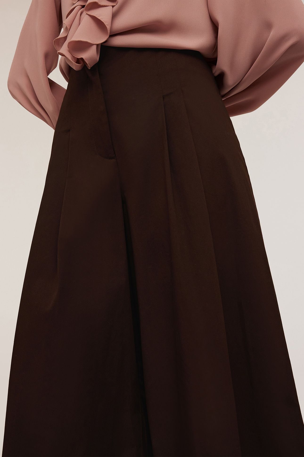 COTTON PALAZZO TROUSERS BROWN 4