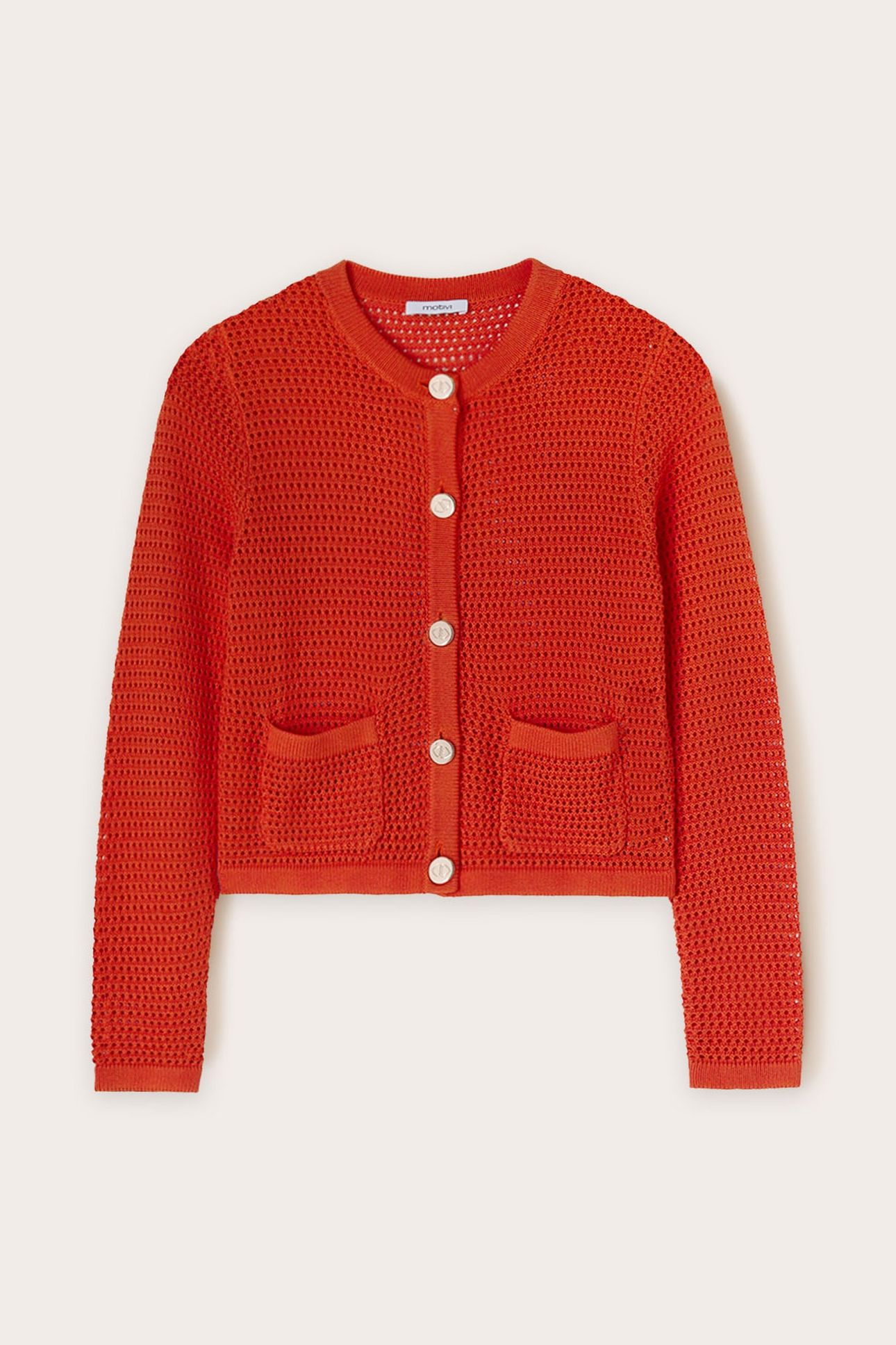 OPENWORK KNITTED CARDIGAN RED 5