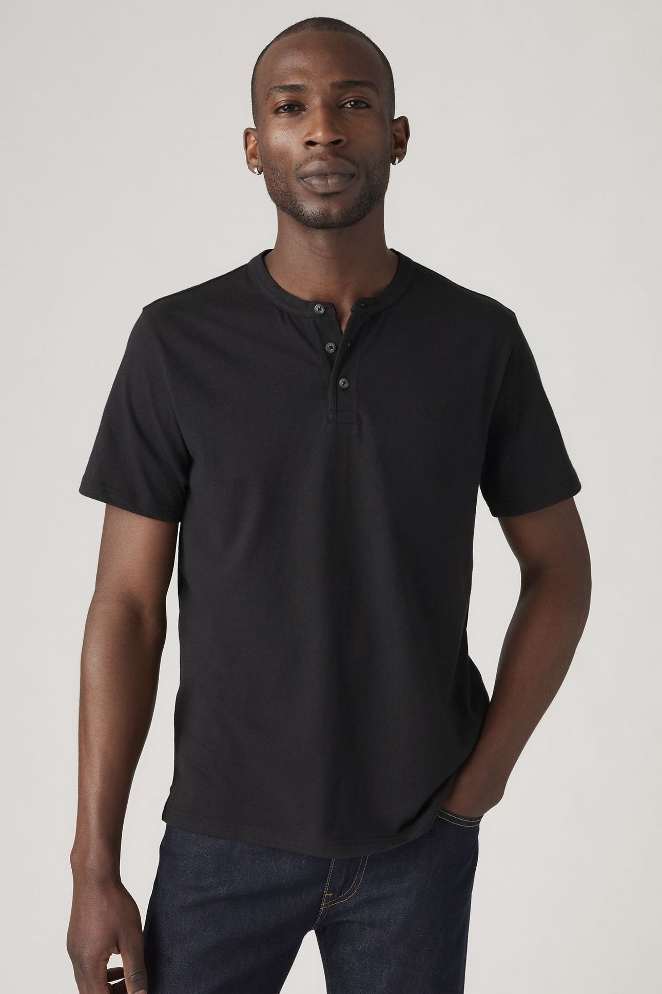 SHORT SLEEVE HOUSEMARK HENLEY BLACK 2