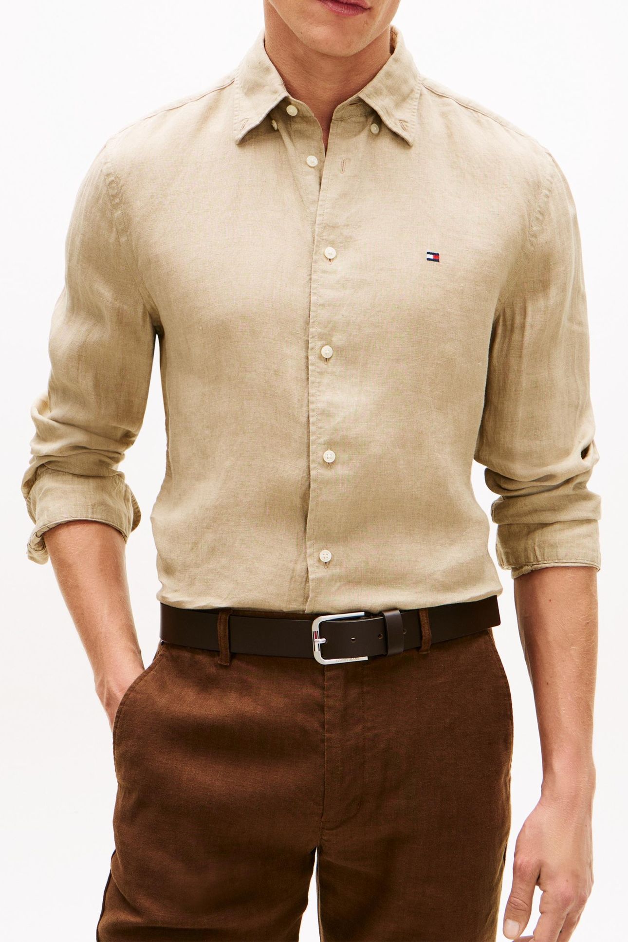 PIGMENT DYED LINEN SHIRT SANDALWOOD 3