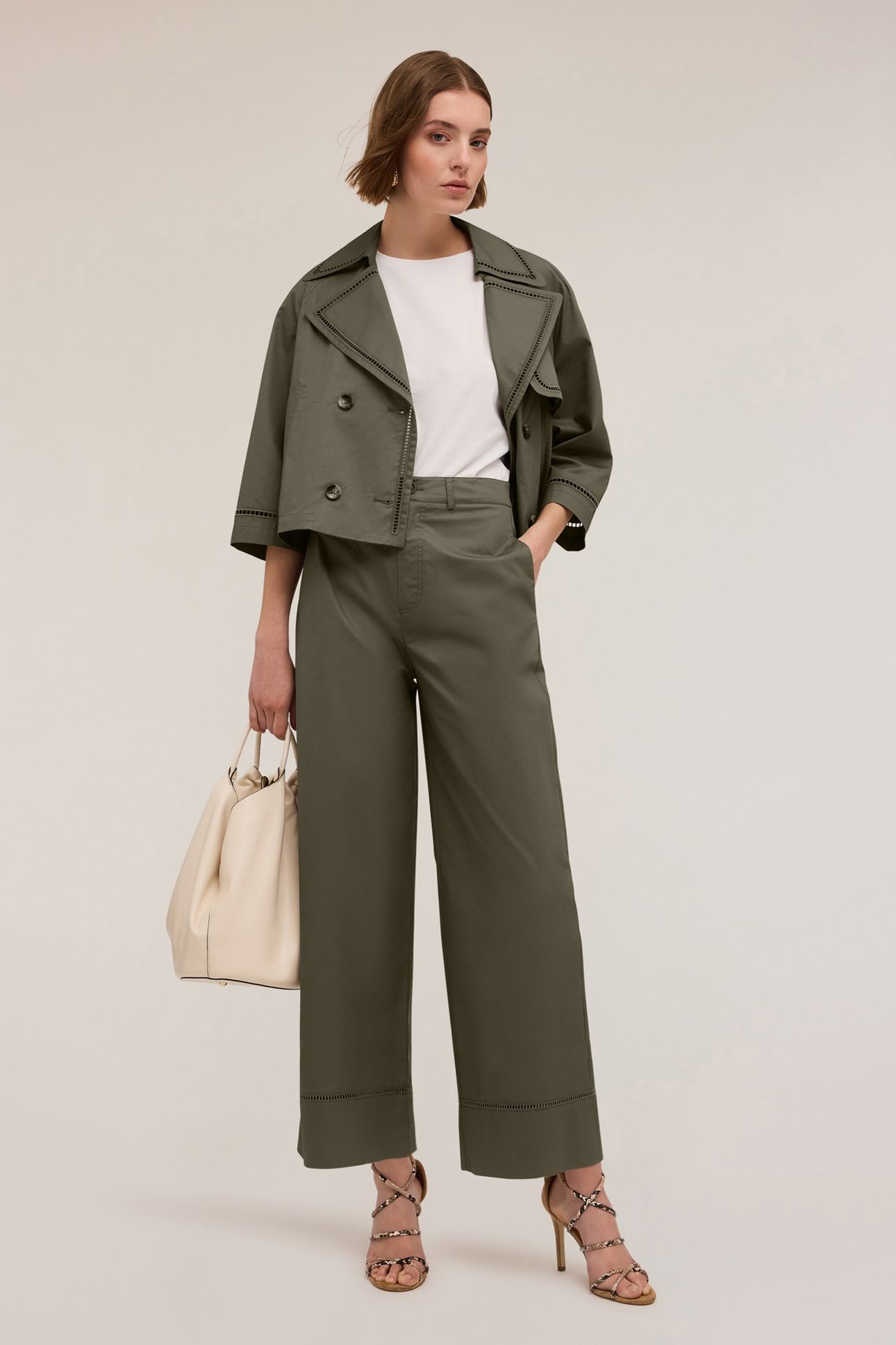 WIDE TROUSERS WITH OPENWORK DETAIL GREEN 1