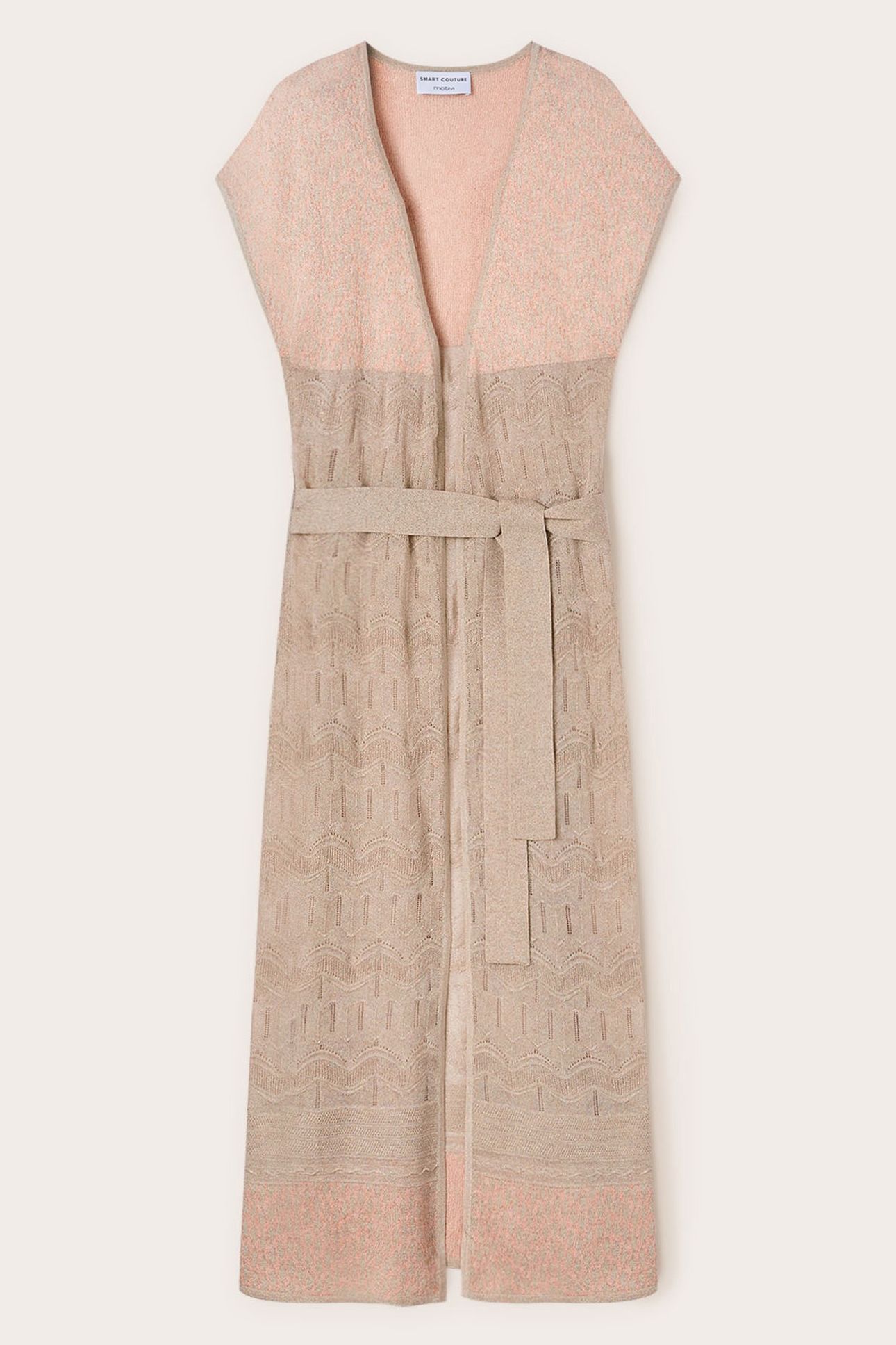 LONG PATTERNED LUREX KNIT CARDIGAN PINK 5