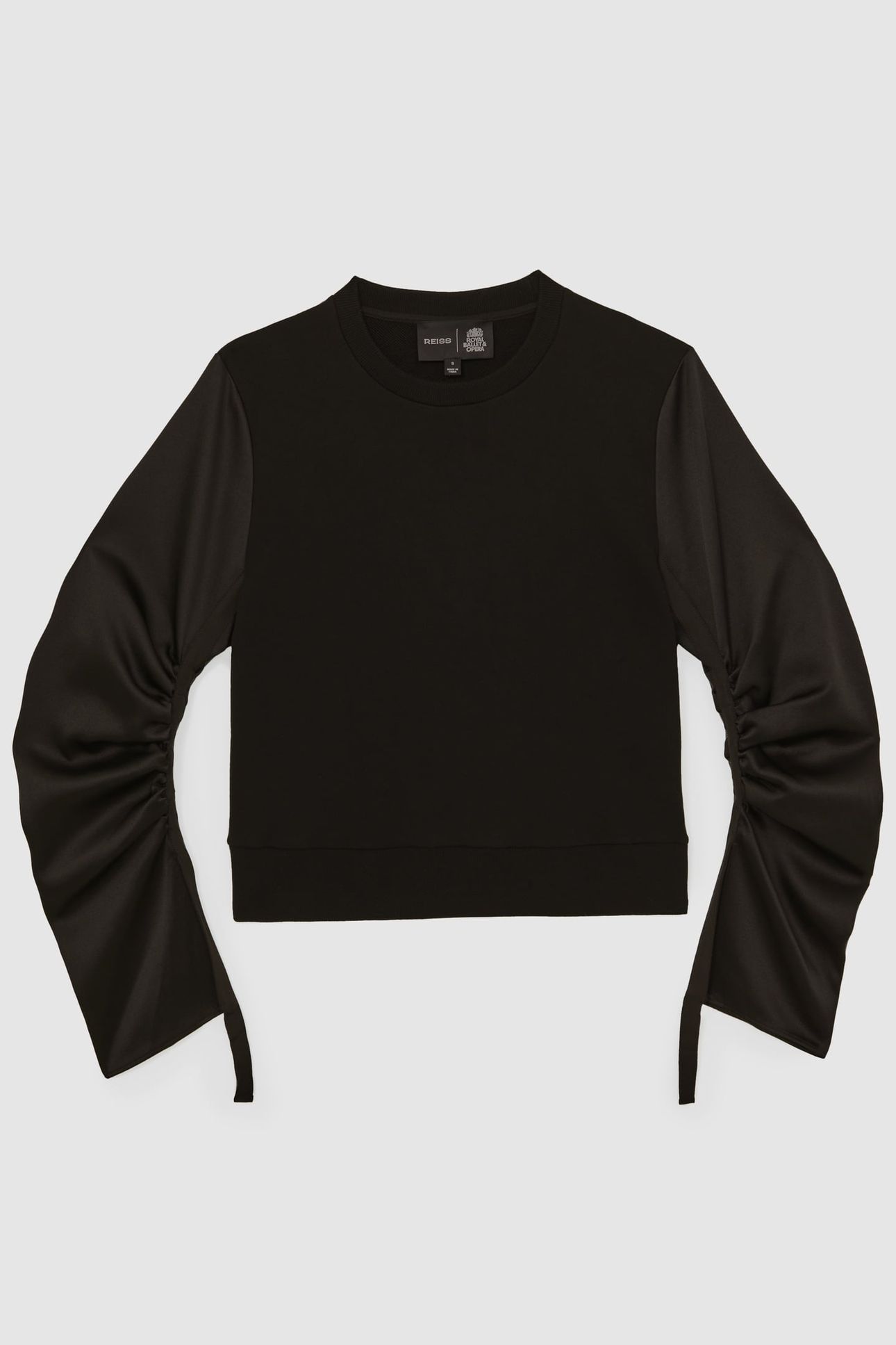 WOVEN MIXED SWEAT TOP BLACK 1