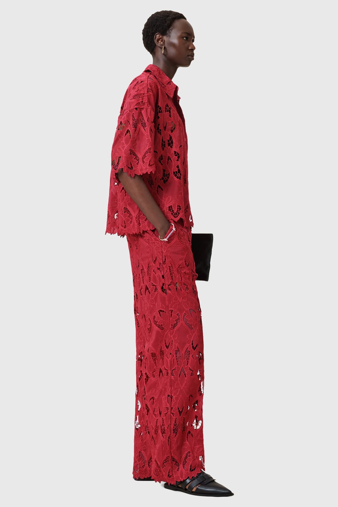 CHARLI EMB TROUSER BURNT BRICK RED 6