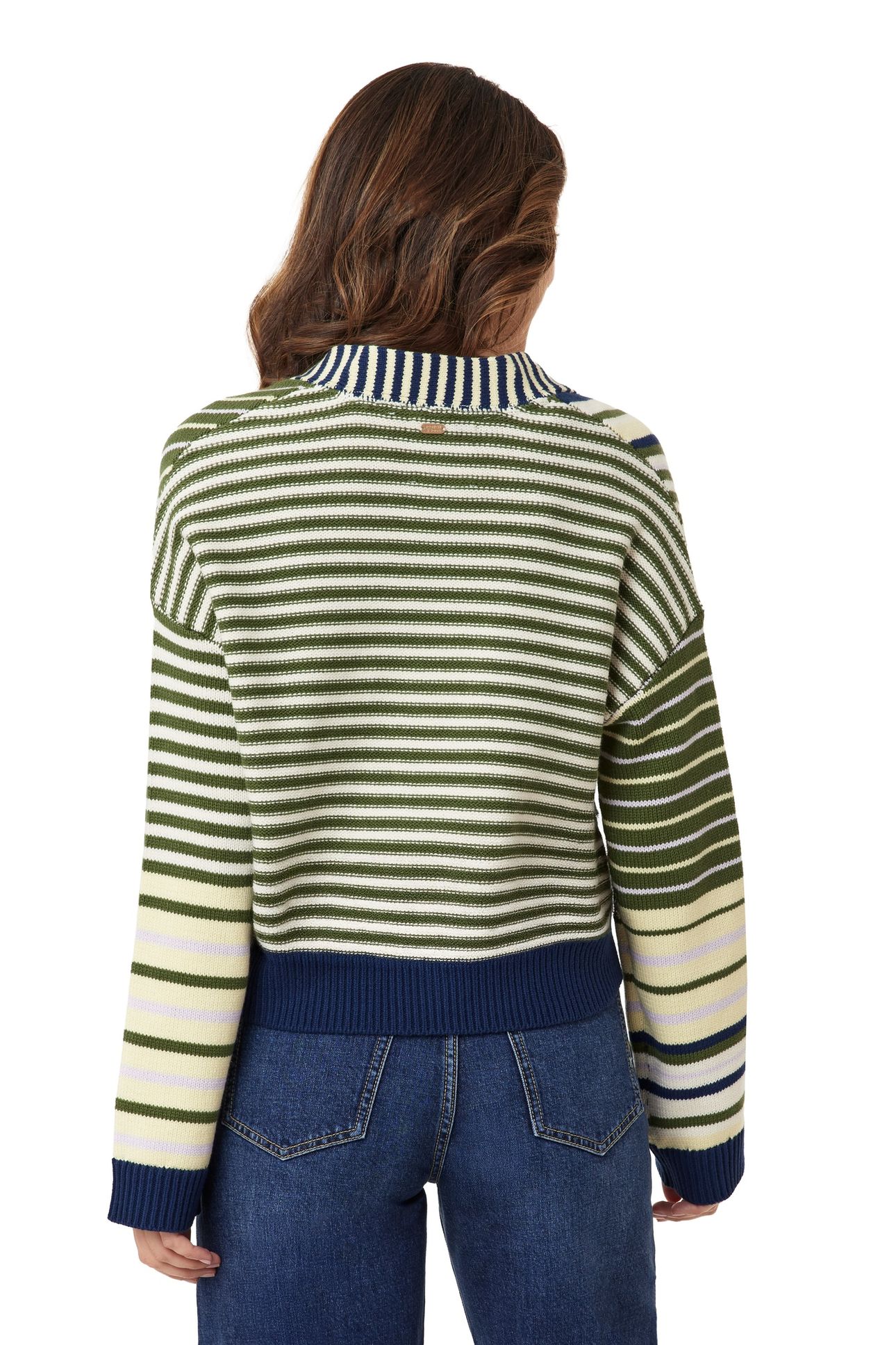 V NECK CARDIGAN GARDEN GREEN MIX 4
