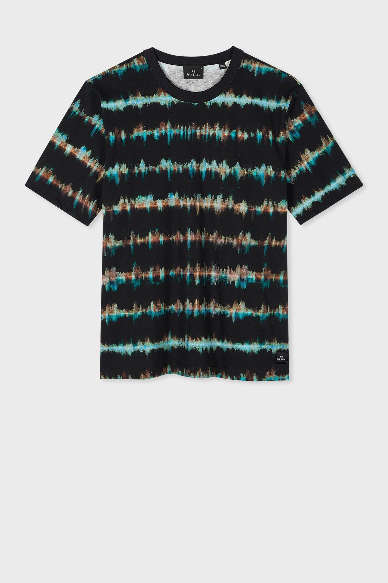REG FIT SS T SHIRT SHIBORI STRIPE BLACK 1
