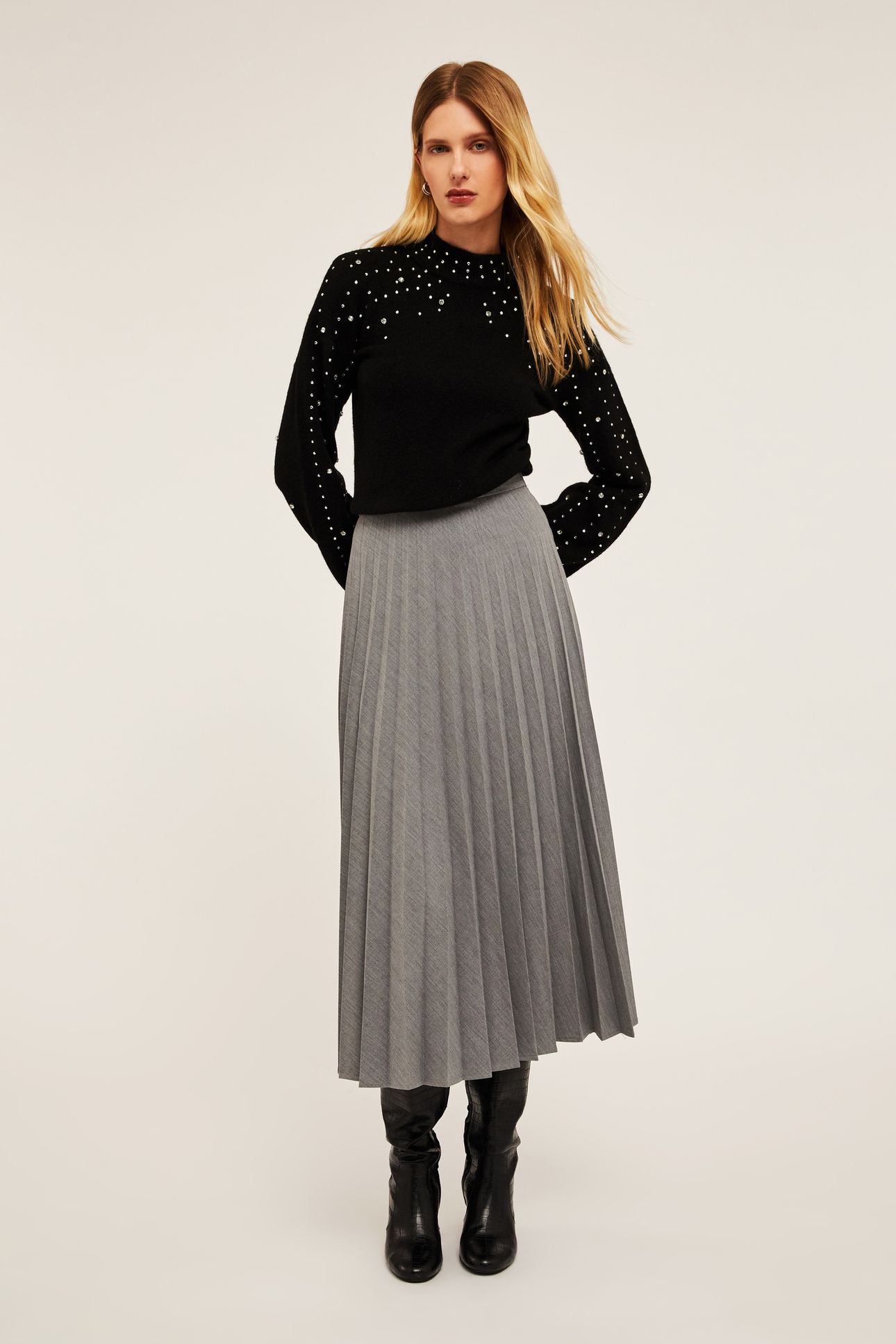 PLEATED MIDI SKIRT GREY 7