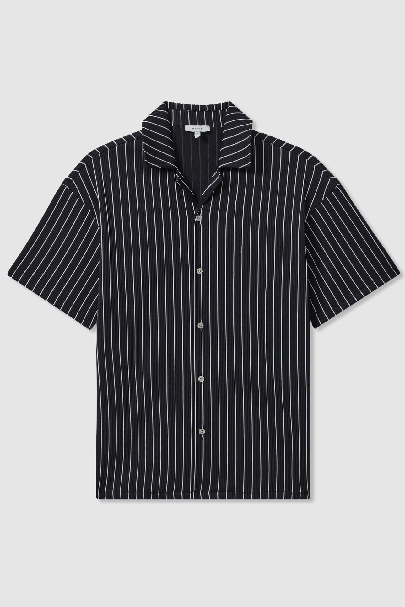 SS STRIPED RIB SHIRT NAVY/WHITE 4
