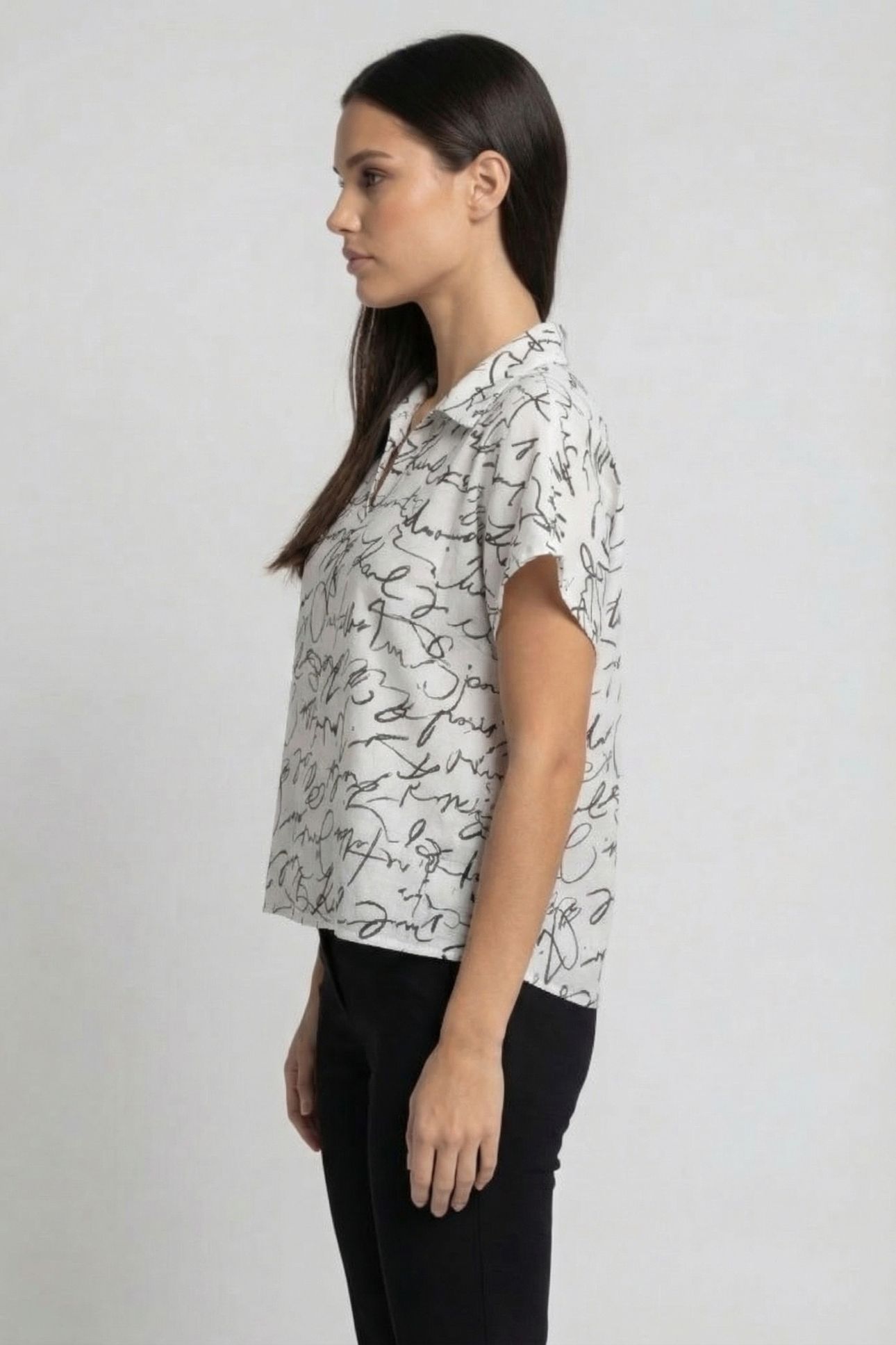 SCRIBBLE AOP COTTON VOILE BLOUSE 3