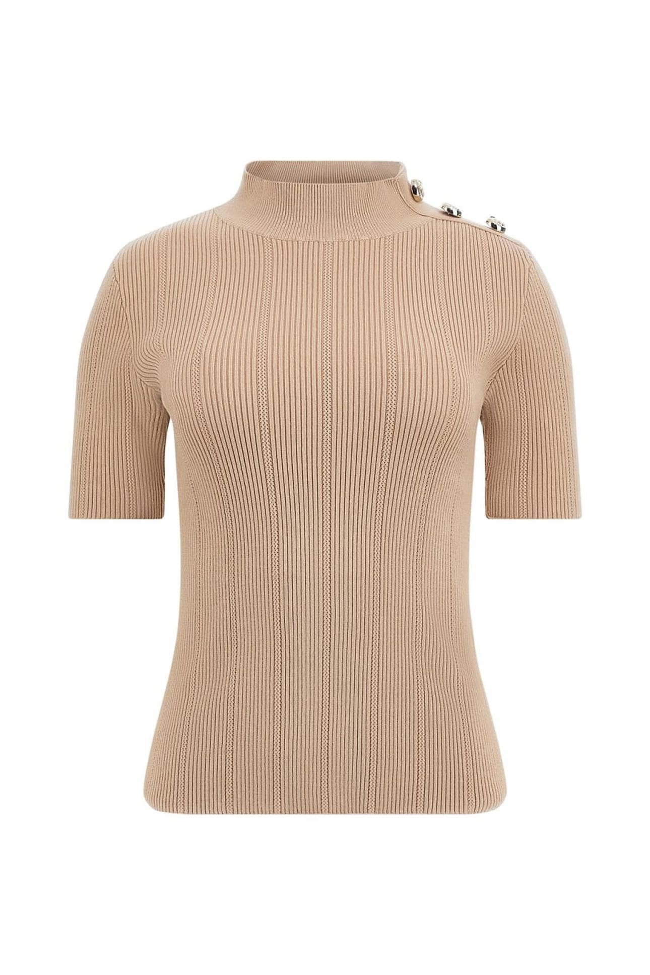 MARCIANO BY GUESS GRACE MOCK NECK SS SWEATER FAWN TAUPE 6
