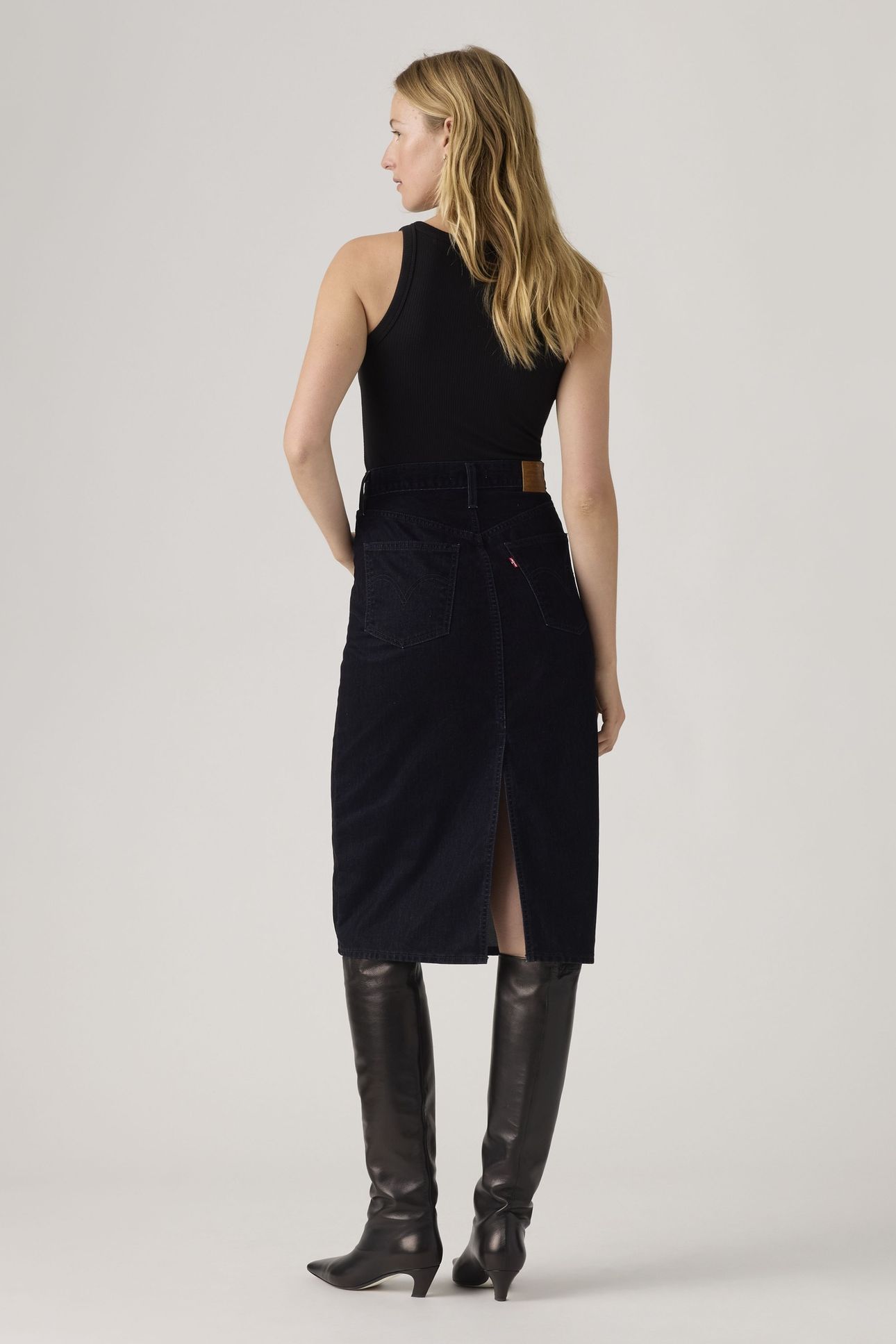 HIGH RISE BACK SLIT SKIRT BLUE 3