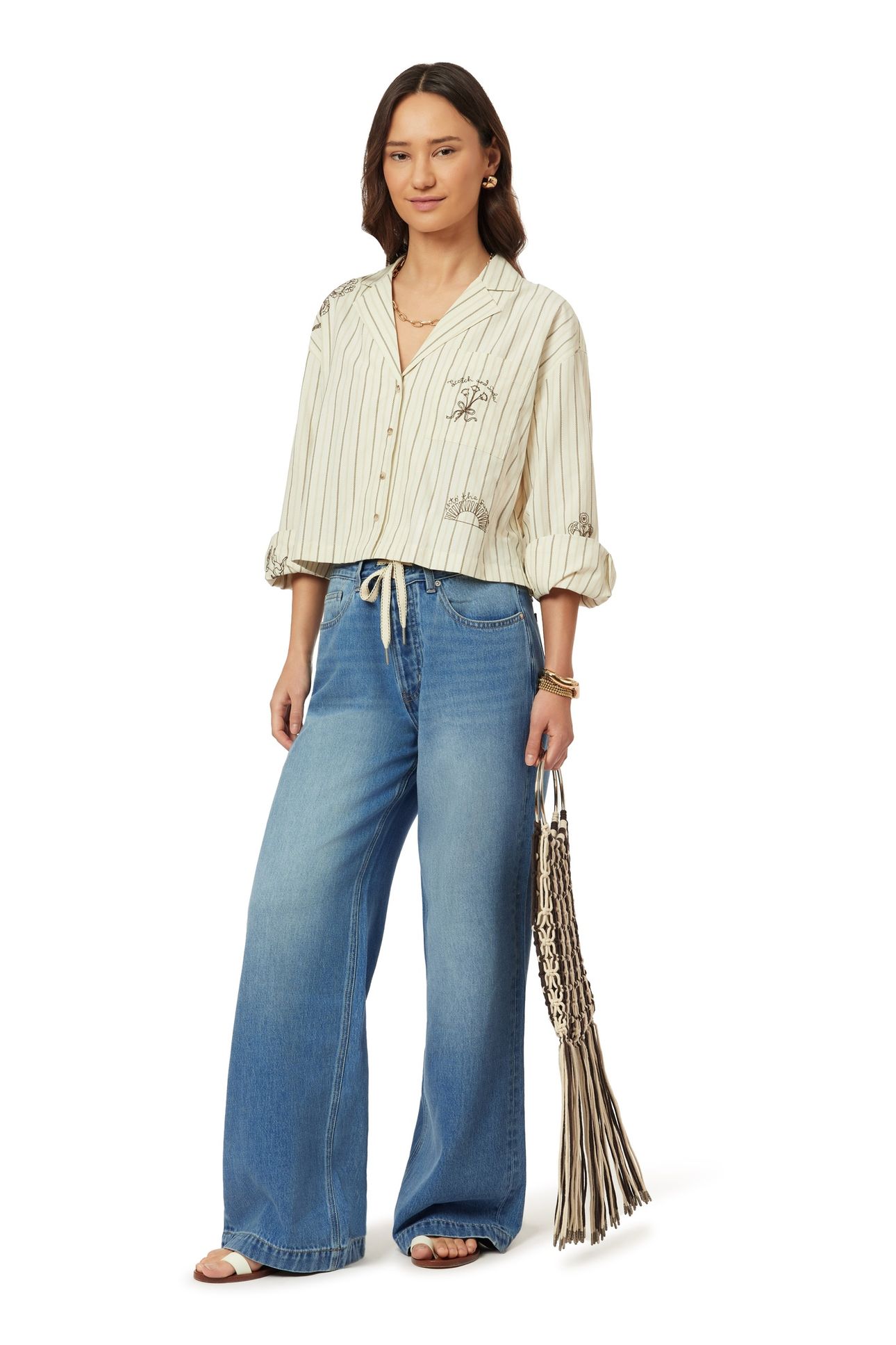 EMBROIDERED NOTCH LAPEL SHIRT HOT FUDGE STRIPE 3