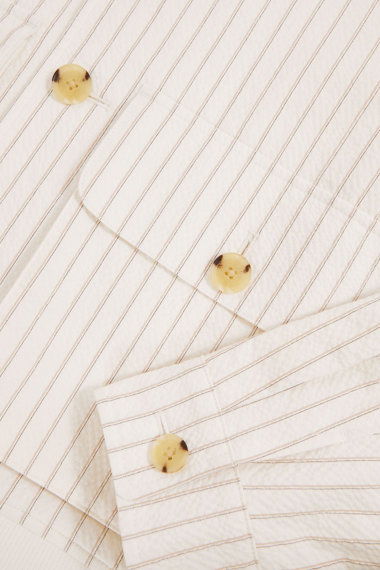 LS STRIPE SEERSUCKER HARRINGTON OFF WHITE/TAUPE BROWN 6