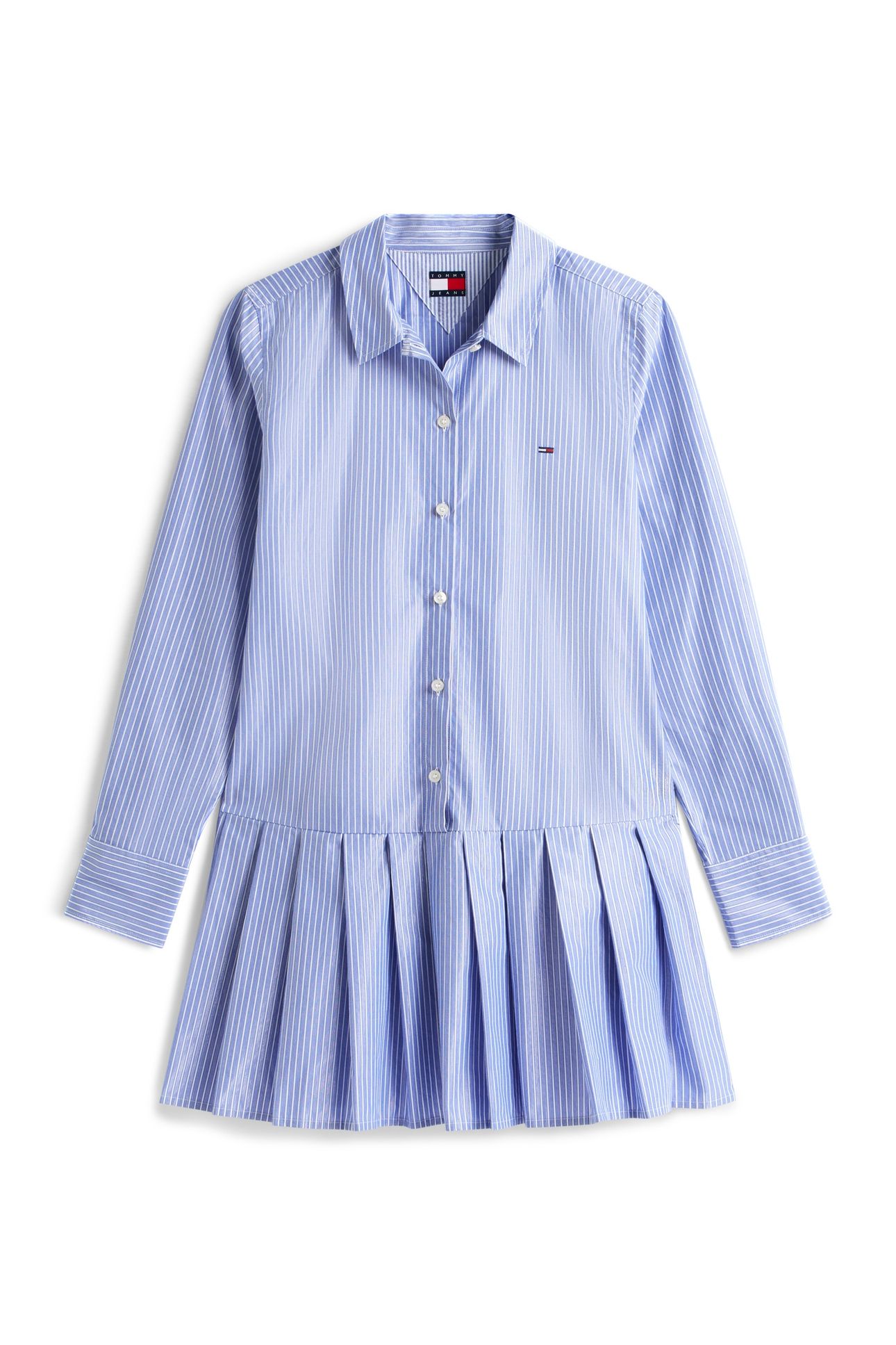 PLEATED PARTY SHIRT DRESS LIGHT BLUE 5