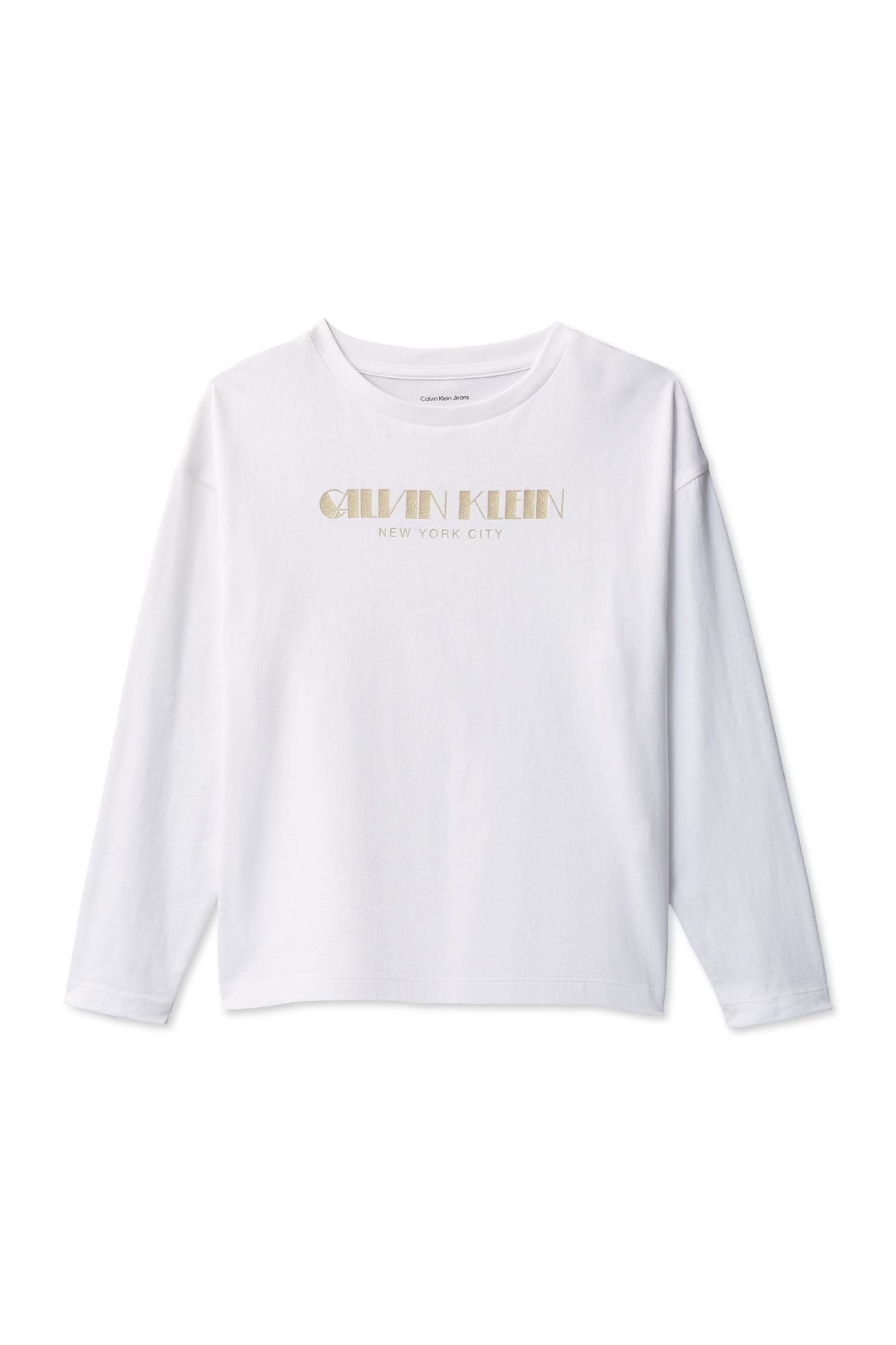 GIRLS GLITTER BOXY L/S T-SHIRT BRIGHT WHITE 4